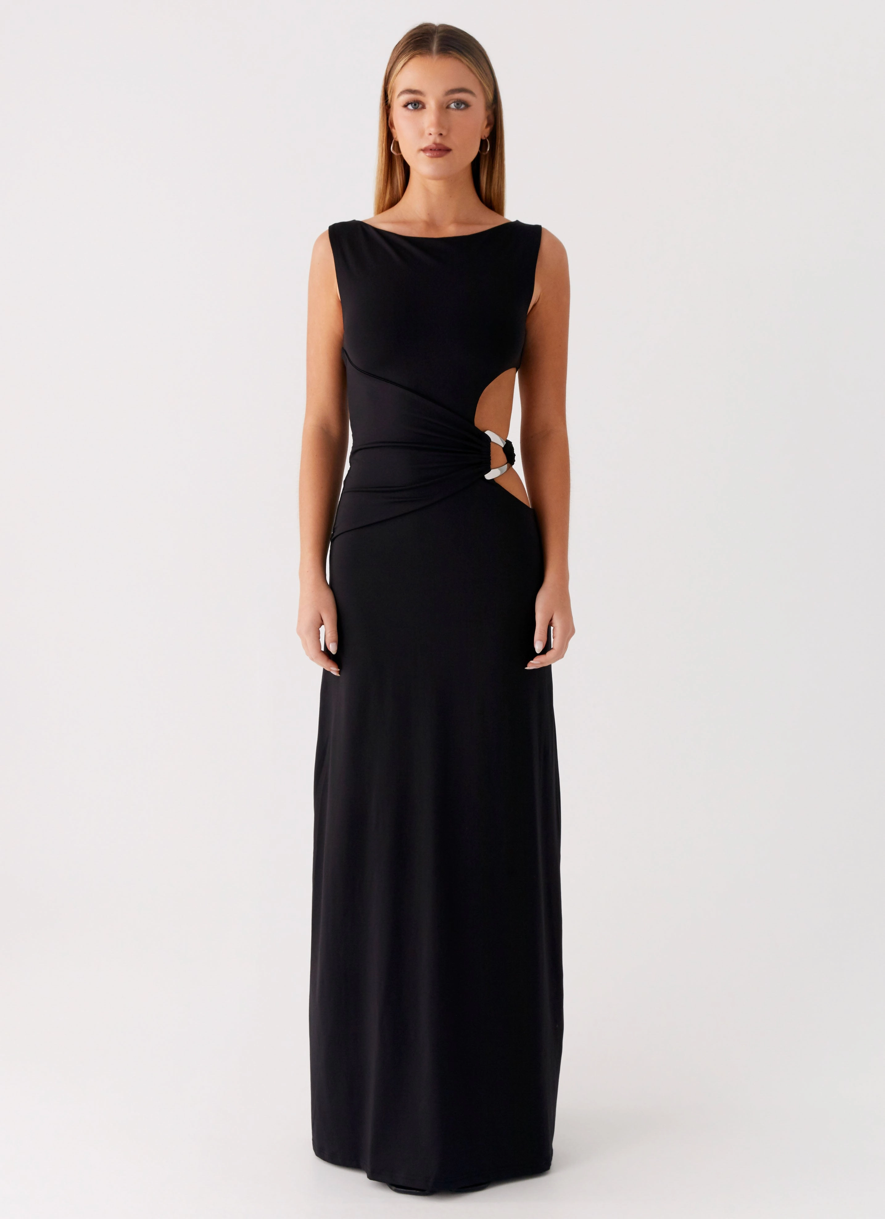 Earth-Tone Easy Going Jayana Maxi Dress - Black