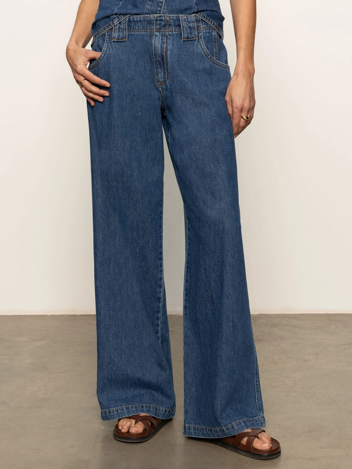 Arden Wide Leg Jeans Perfect Storm Reinforced Buttonholes SnagFreeKnit