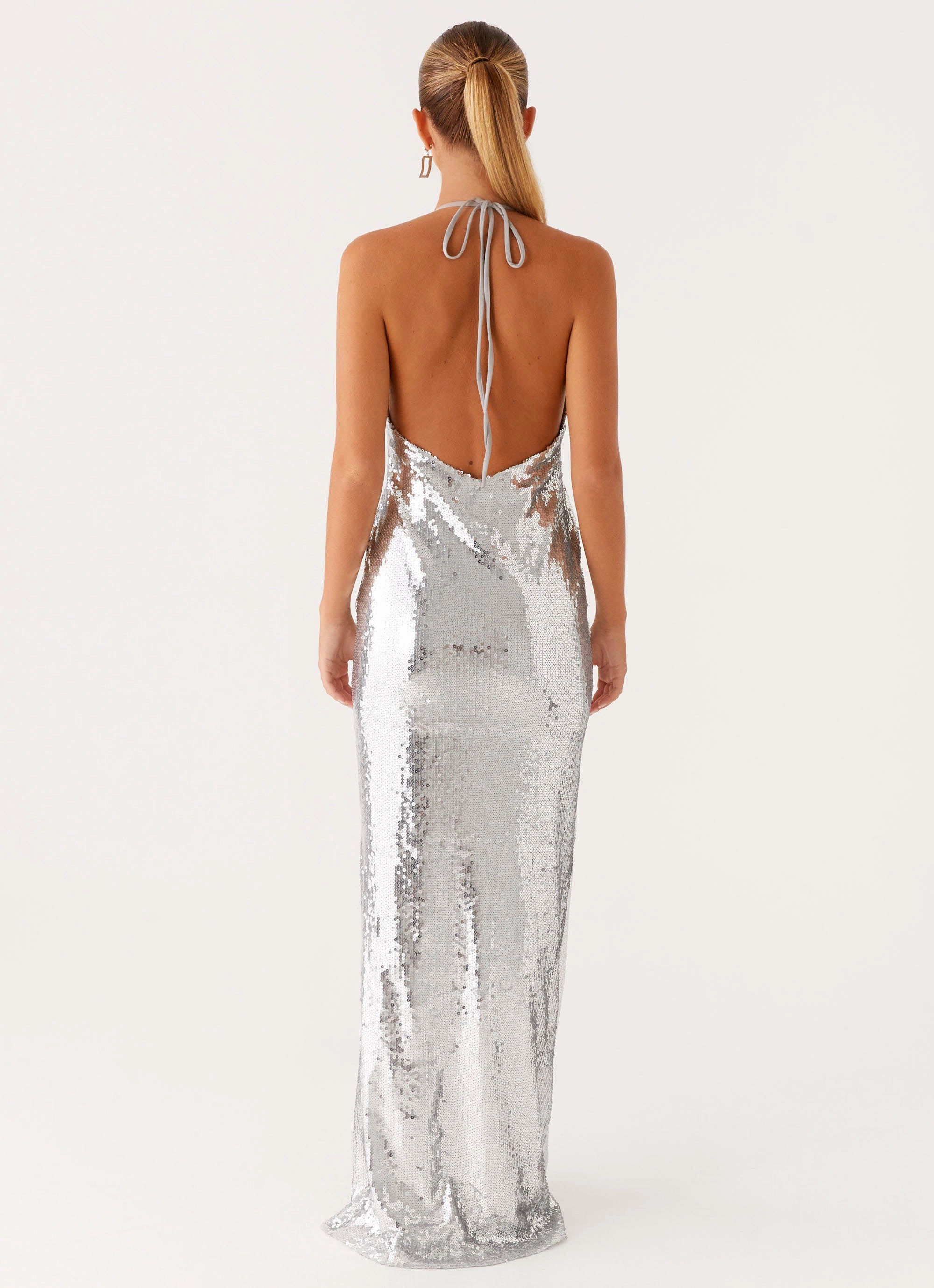 Billions Sequin Maxi Dress - Mirror Silver Wave Soft