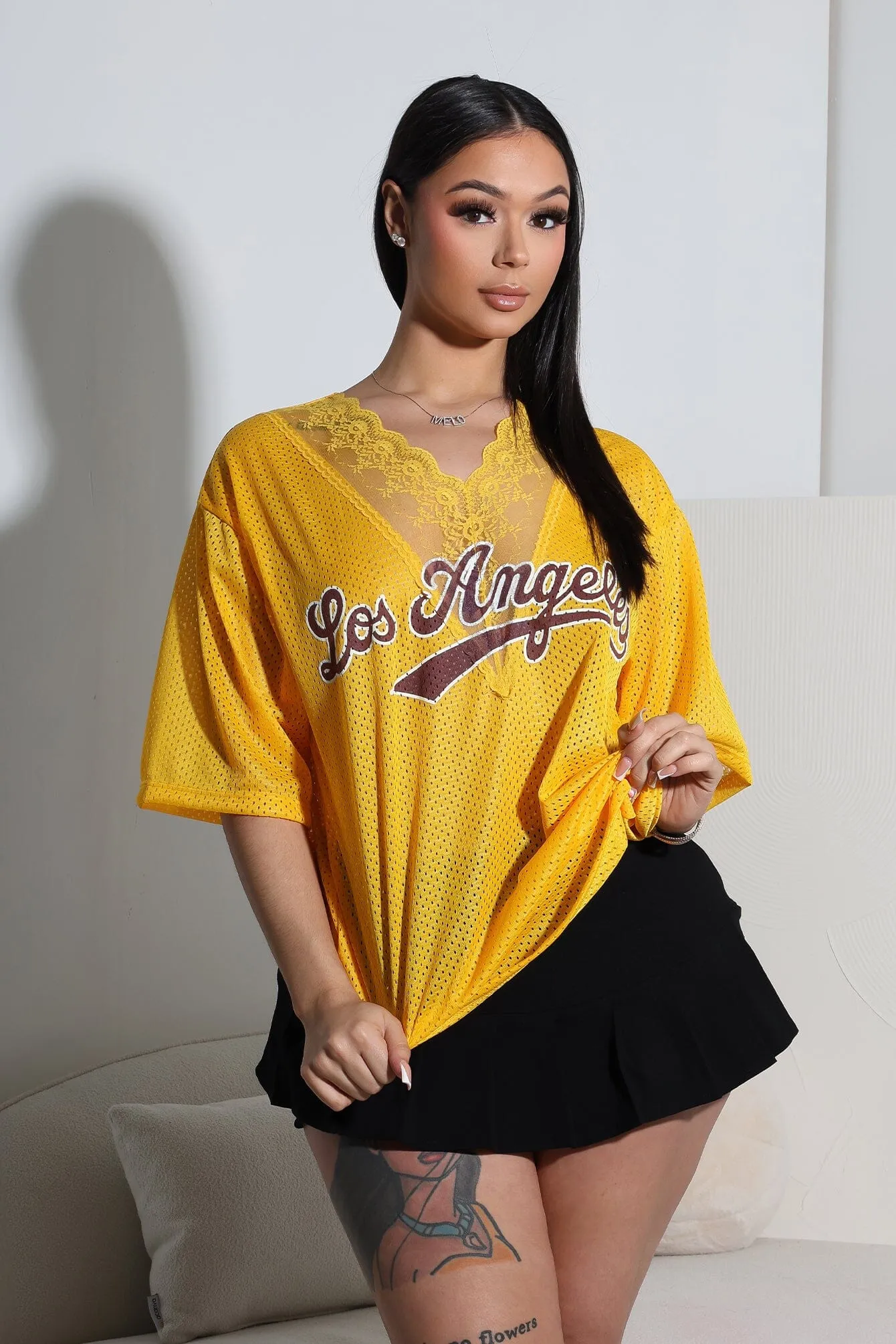Doxy Los Angeles Lace Jersey Top Slim Fit Shirt