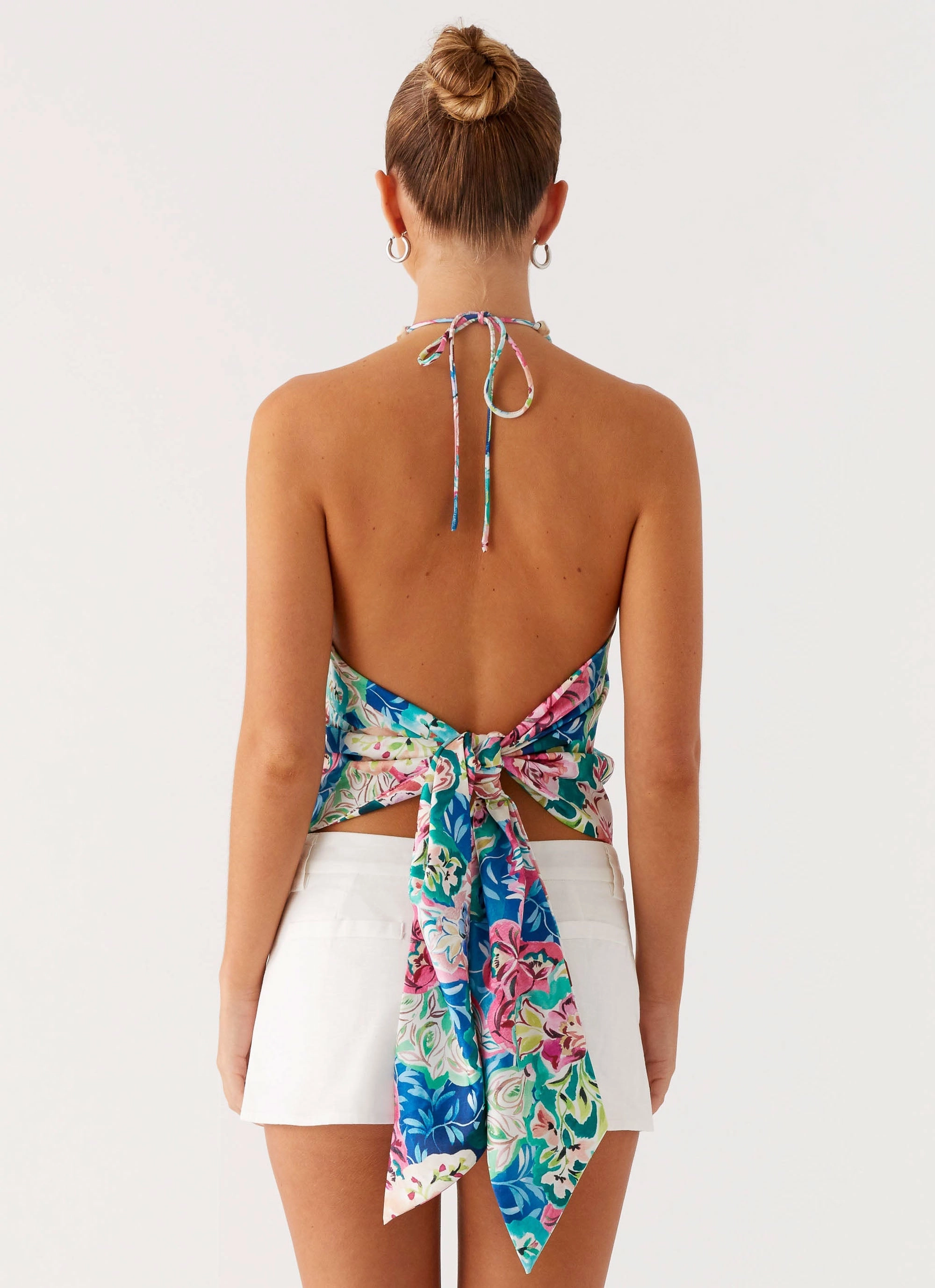 EcoFriendlyDye Dalila Beaded Tie Back Top - Santorini Floral