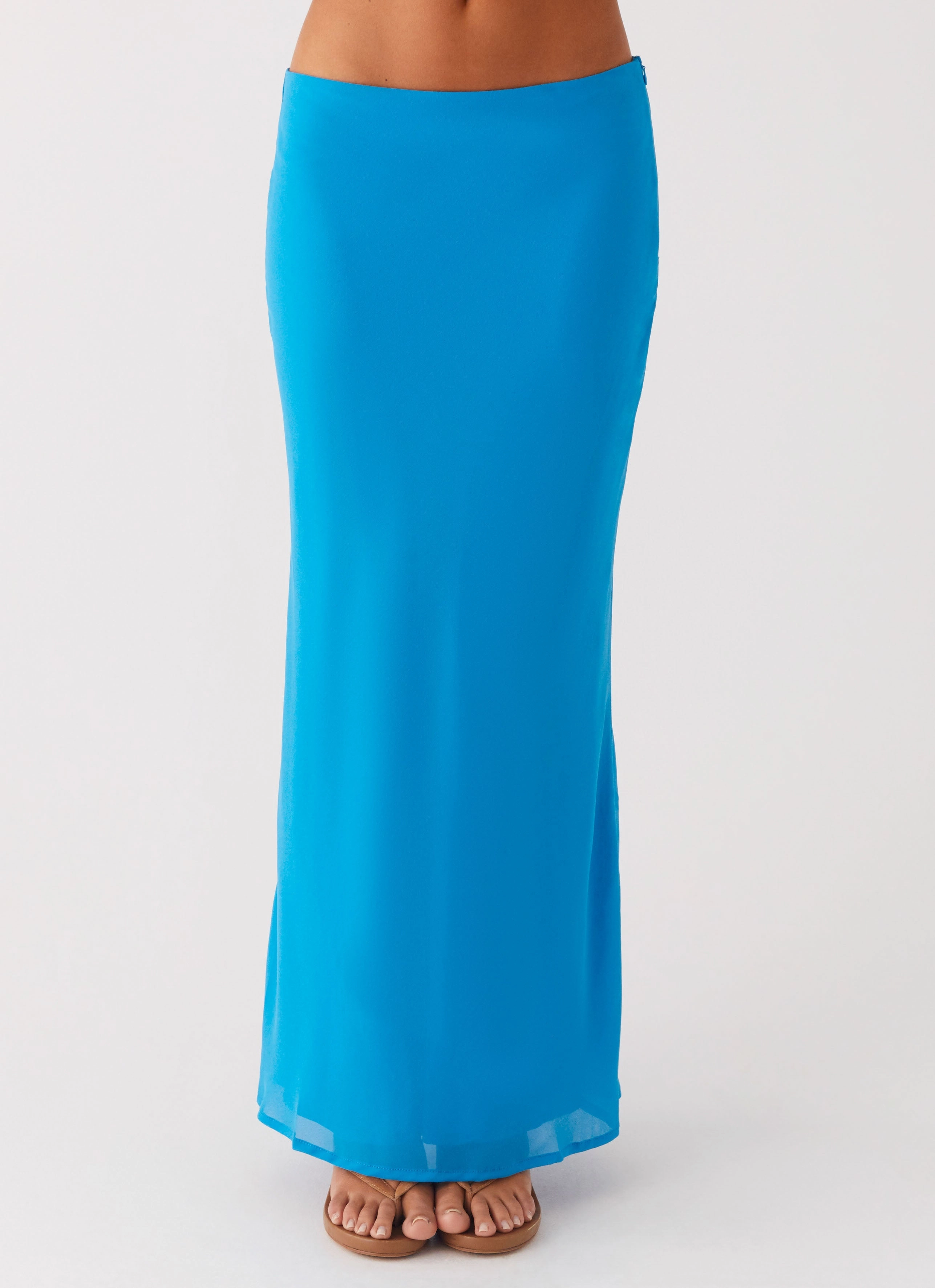 Another Life Chiffon Maxi Skirt - Turquoise Chilly Weather Fit Snag Resistant Fabric