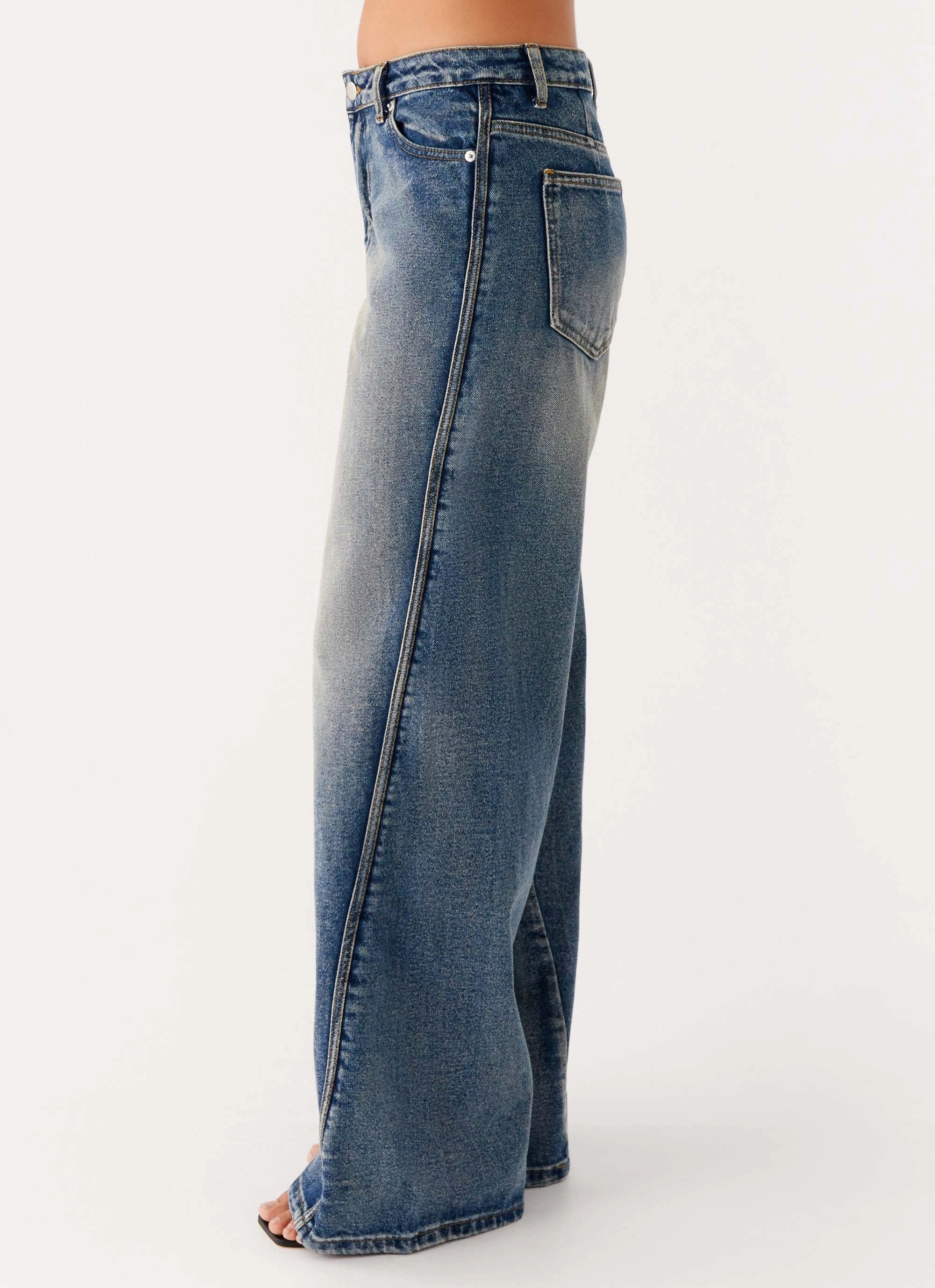 Calico Denim Jeans - Indigo Crosshatch Stitching