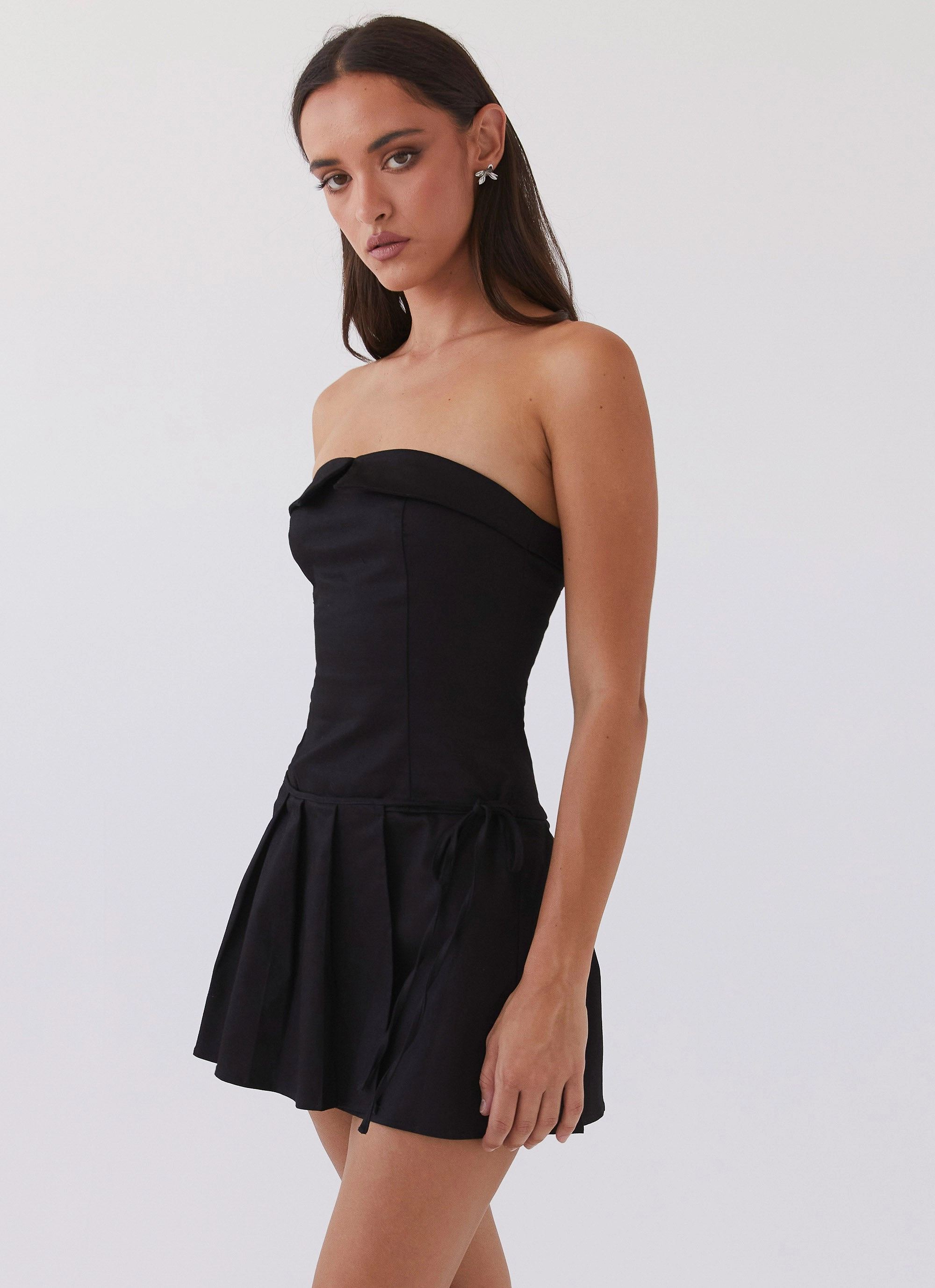 A Line Cut Calling The Shots Mini Dress - Black