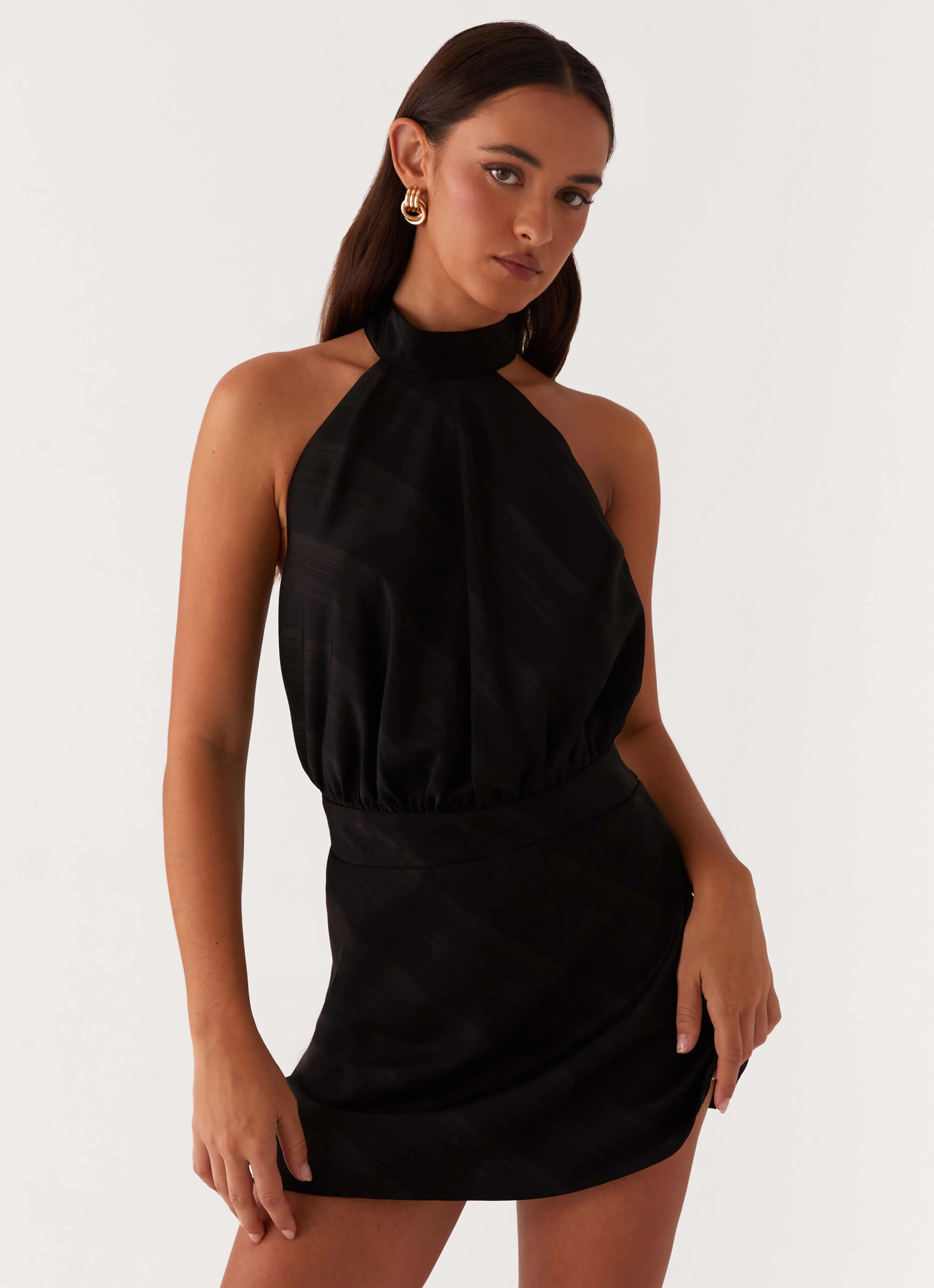 Camera Shy Mini Dress - Black Light Motion Stretch Material