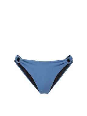 Camilla Ring Bottom In Steel Blue Metallic Pique Sporty High End Swim