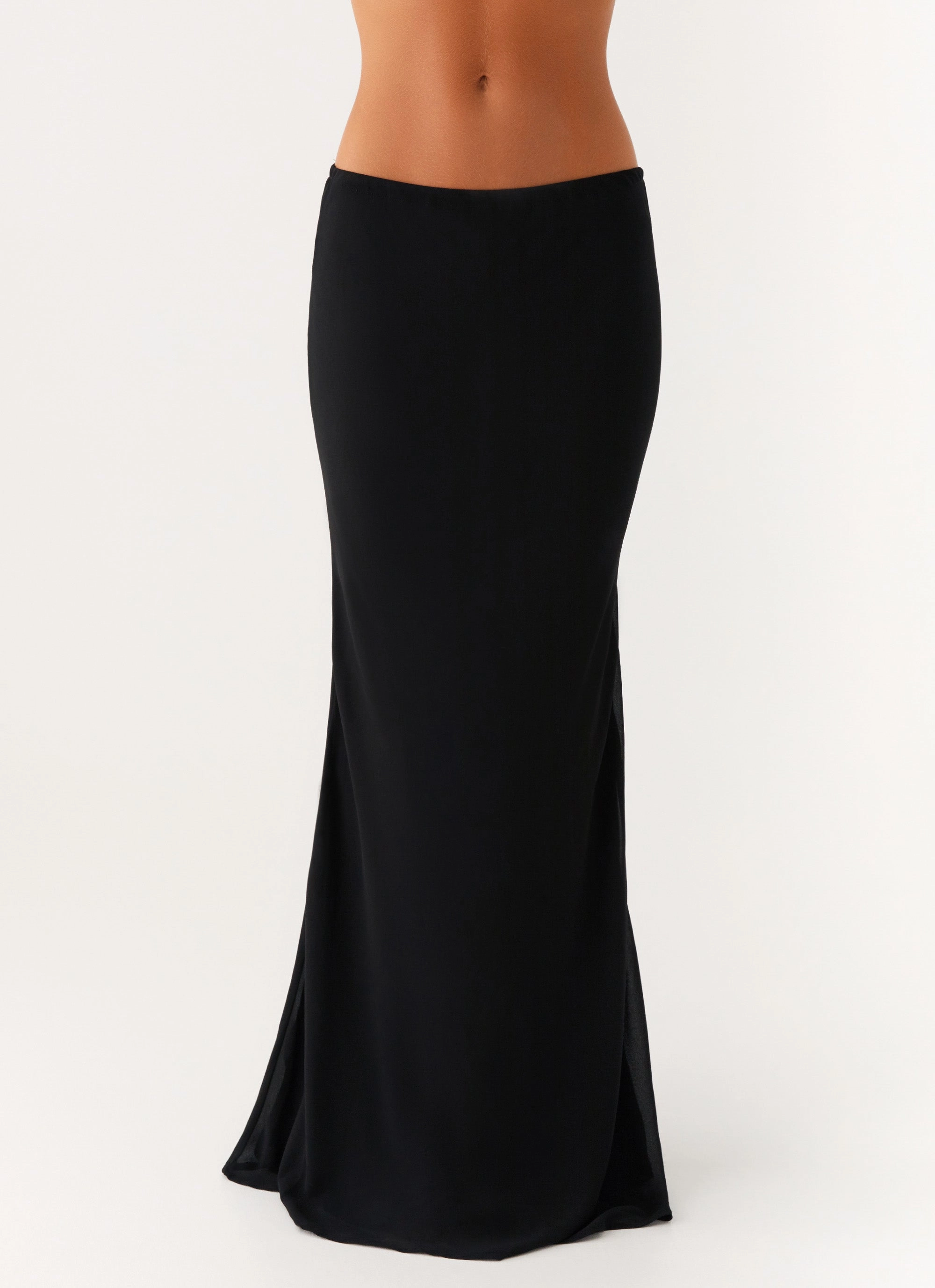 Trendy Mood Non see through Canyon Chiffon Maxi Skirt - Black
