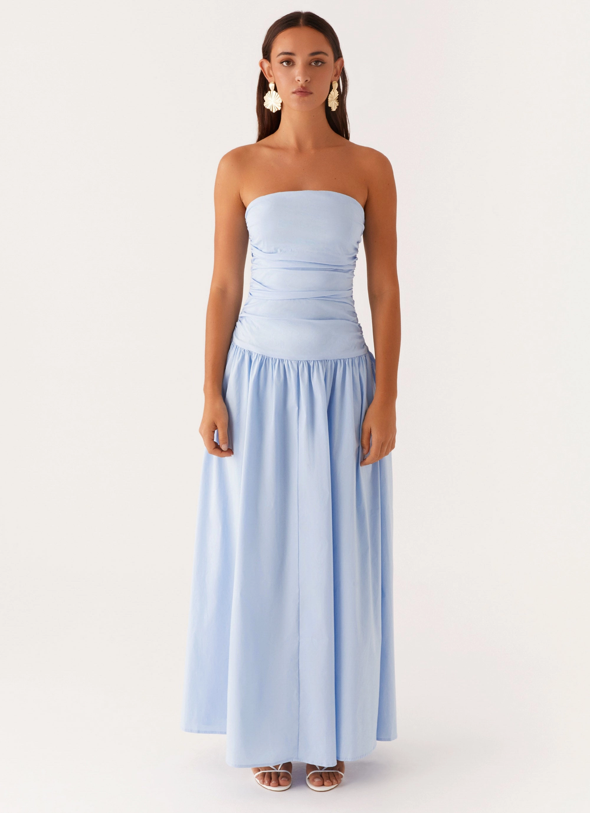 Minimal Detail Carmel Maxi Dress - Blue