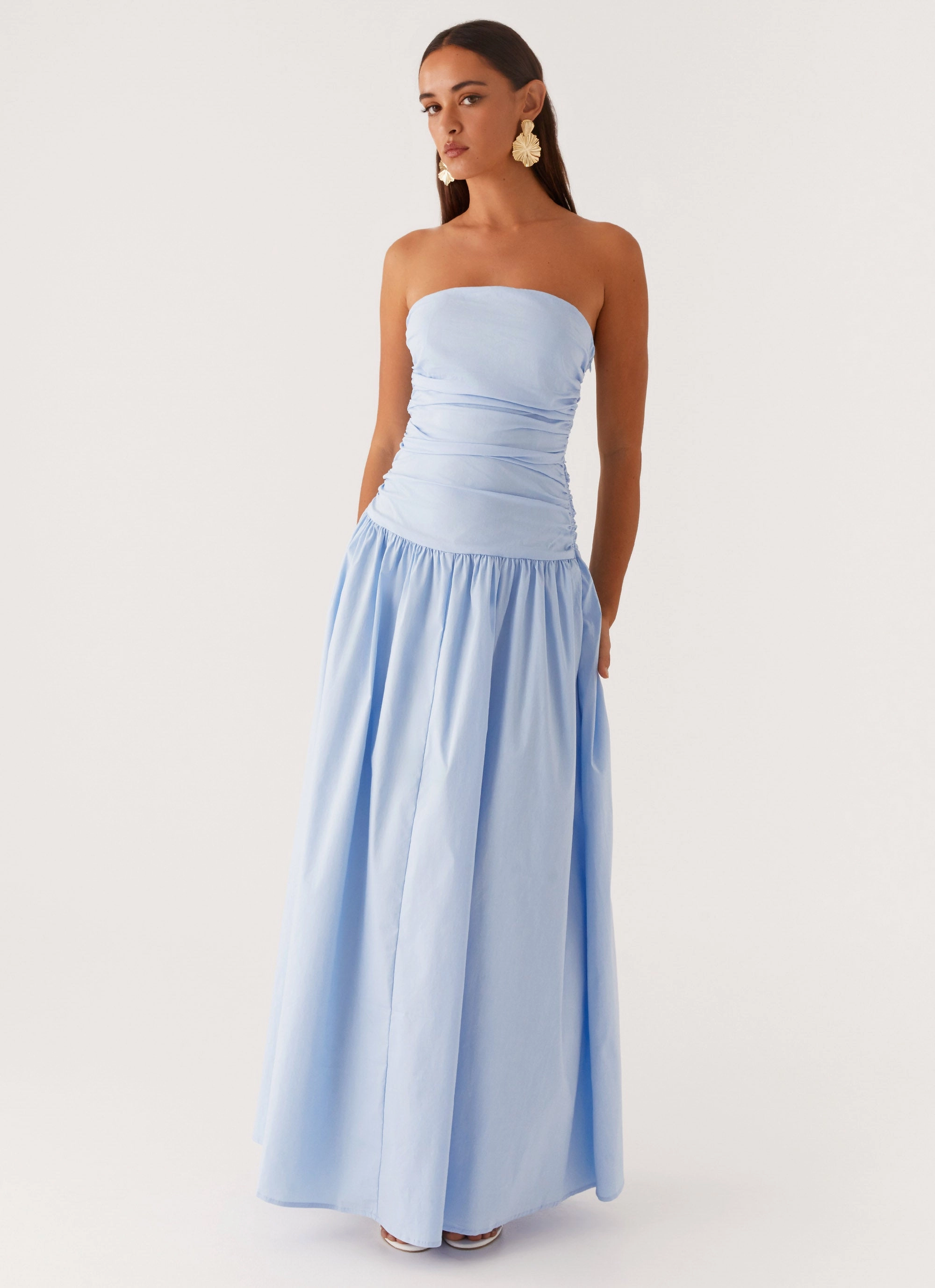 Waist-Cinching Carmel Maxi Dress - Blue