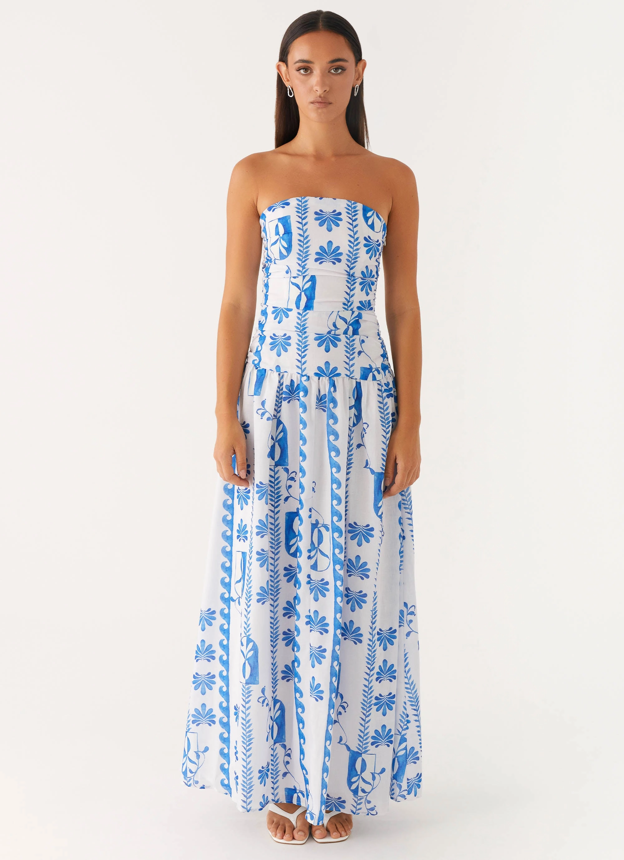 Cool Look Carmel Maxi Dress - Floral Wave