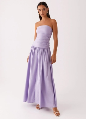 Tie-Detail Insulating-Lining Carmel Maxi Dress - Lavender