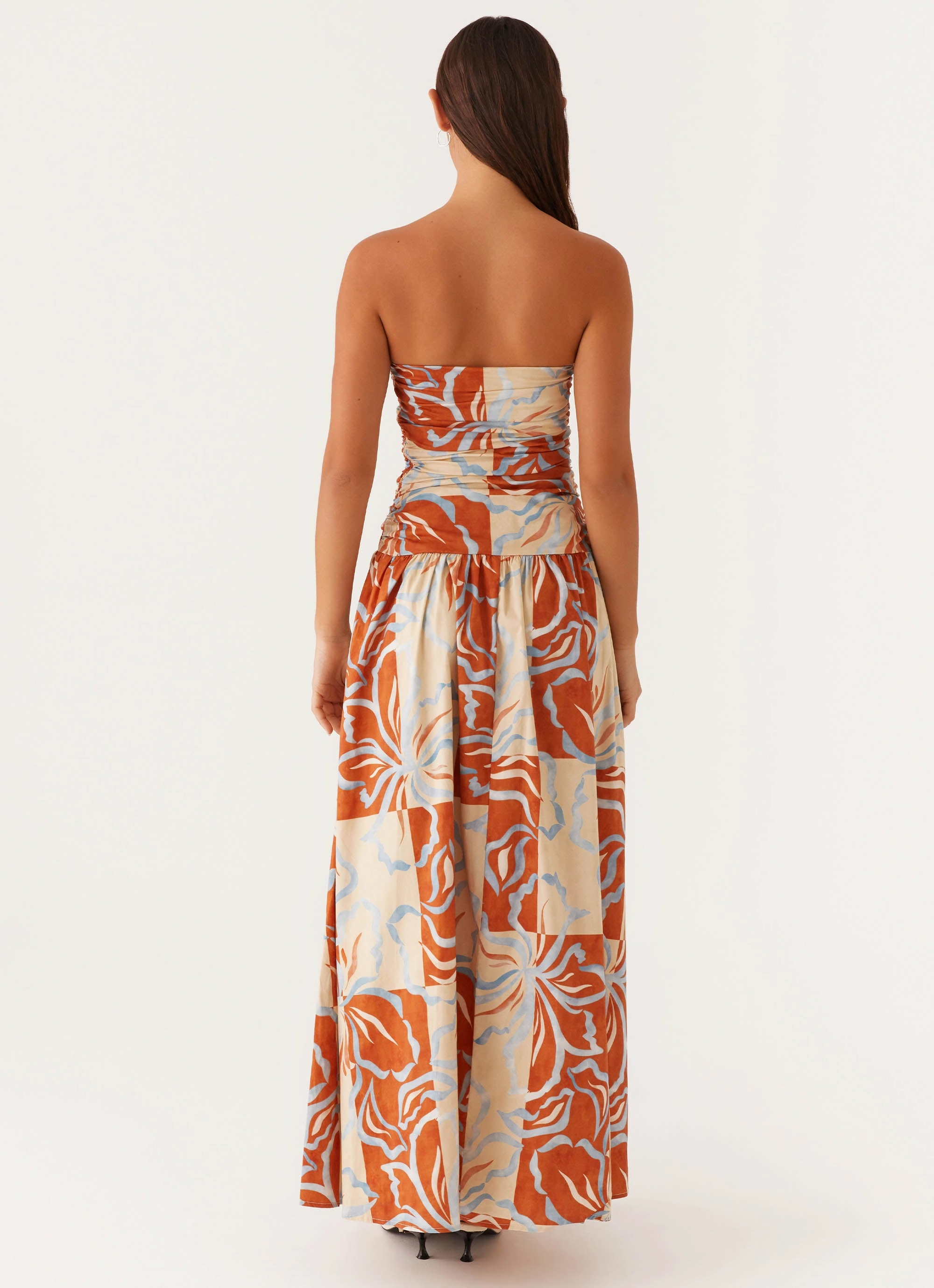 Carmel Maxi Dress - Orange Blue Floral Modern Look