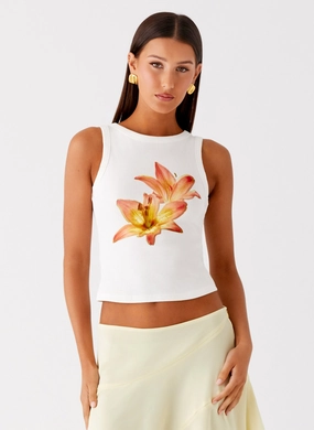 Carmela Tank Top - White AllDayComfort DoubleLayeredCollar