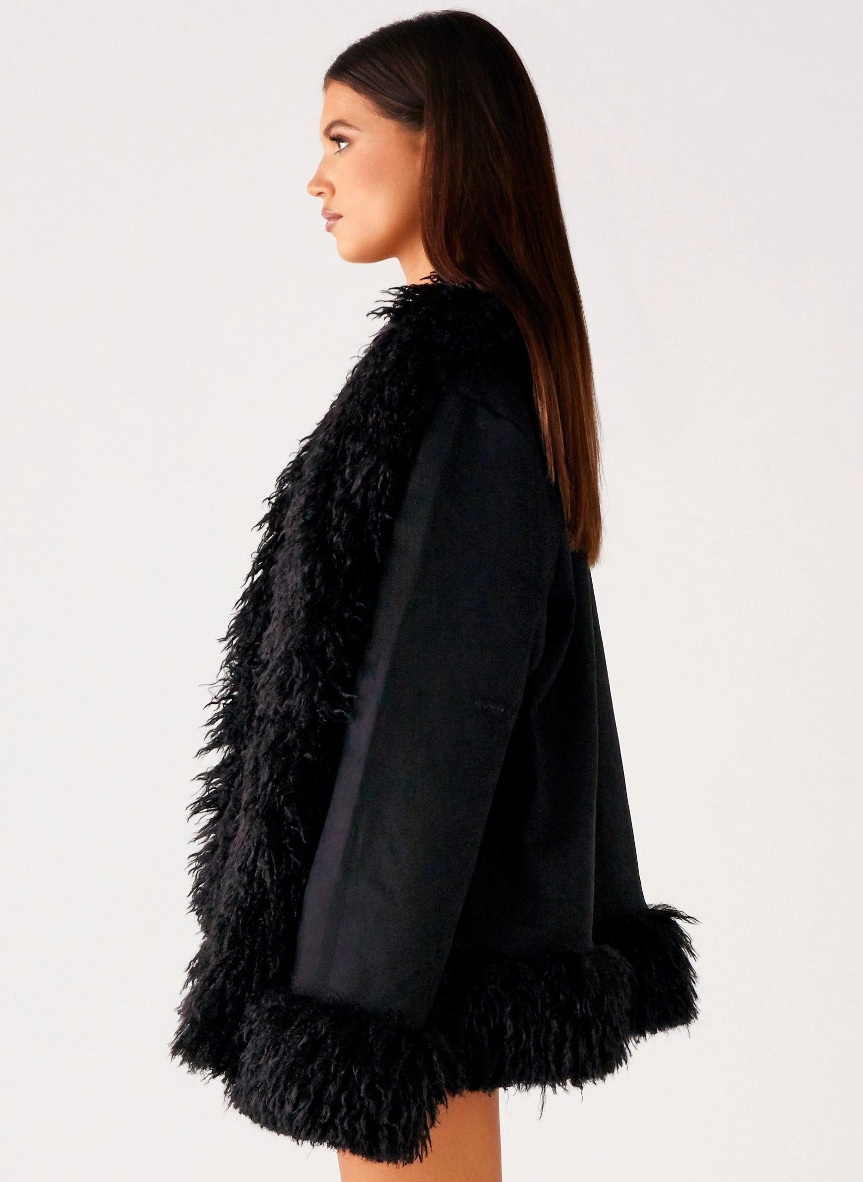 Eco-friendly Carmelita Fur Trim Jacket - Black