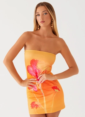 Sleek Motion Caroline Mini Dress - Orange Floral