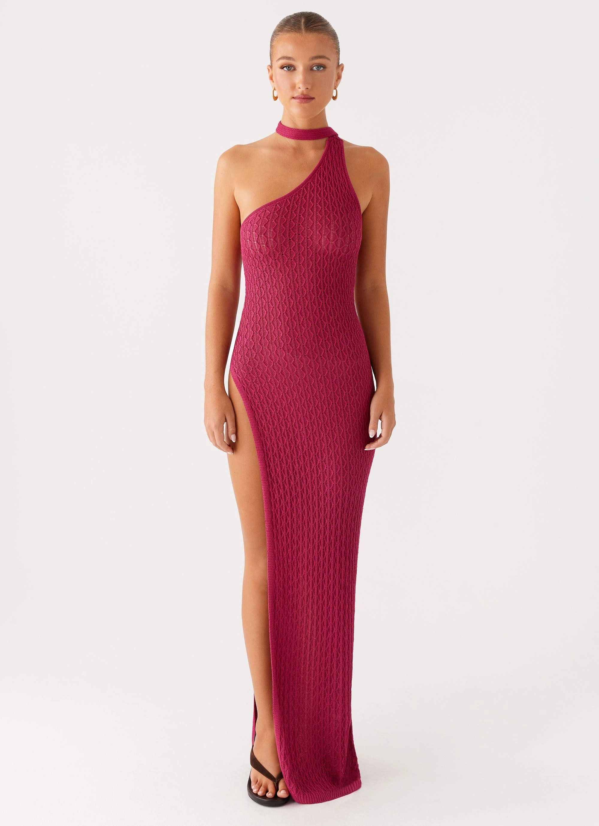 Carryn Knit Maxi Dress - Hot Pink Lightweight-Comfort Natural Feel