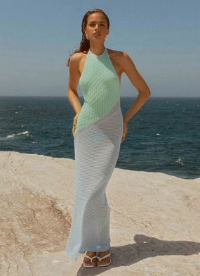 Perfectly Crafted Insulating-Lining Caspa Crochet Maxi Dress - Multi