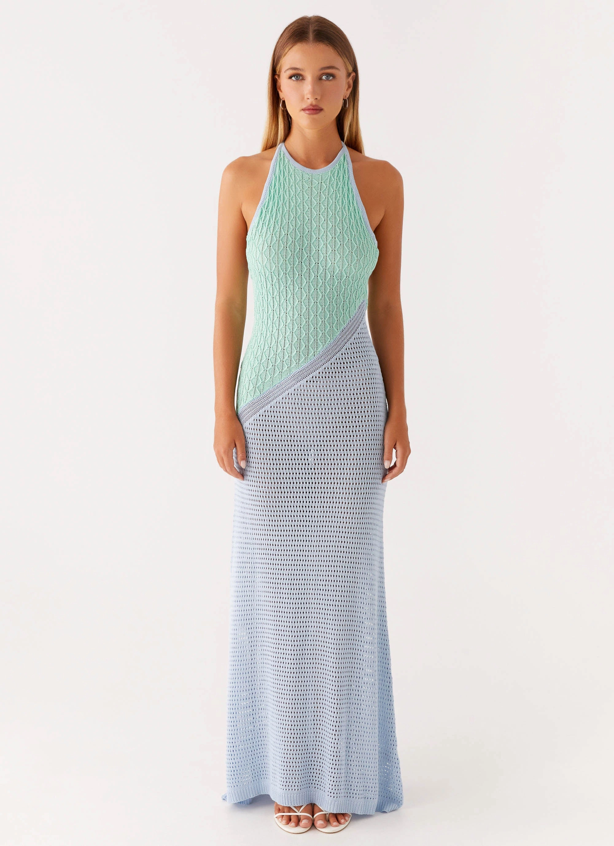 Caspa Crochet Maxi Dress - Multi Neat Stitch