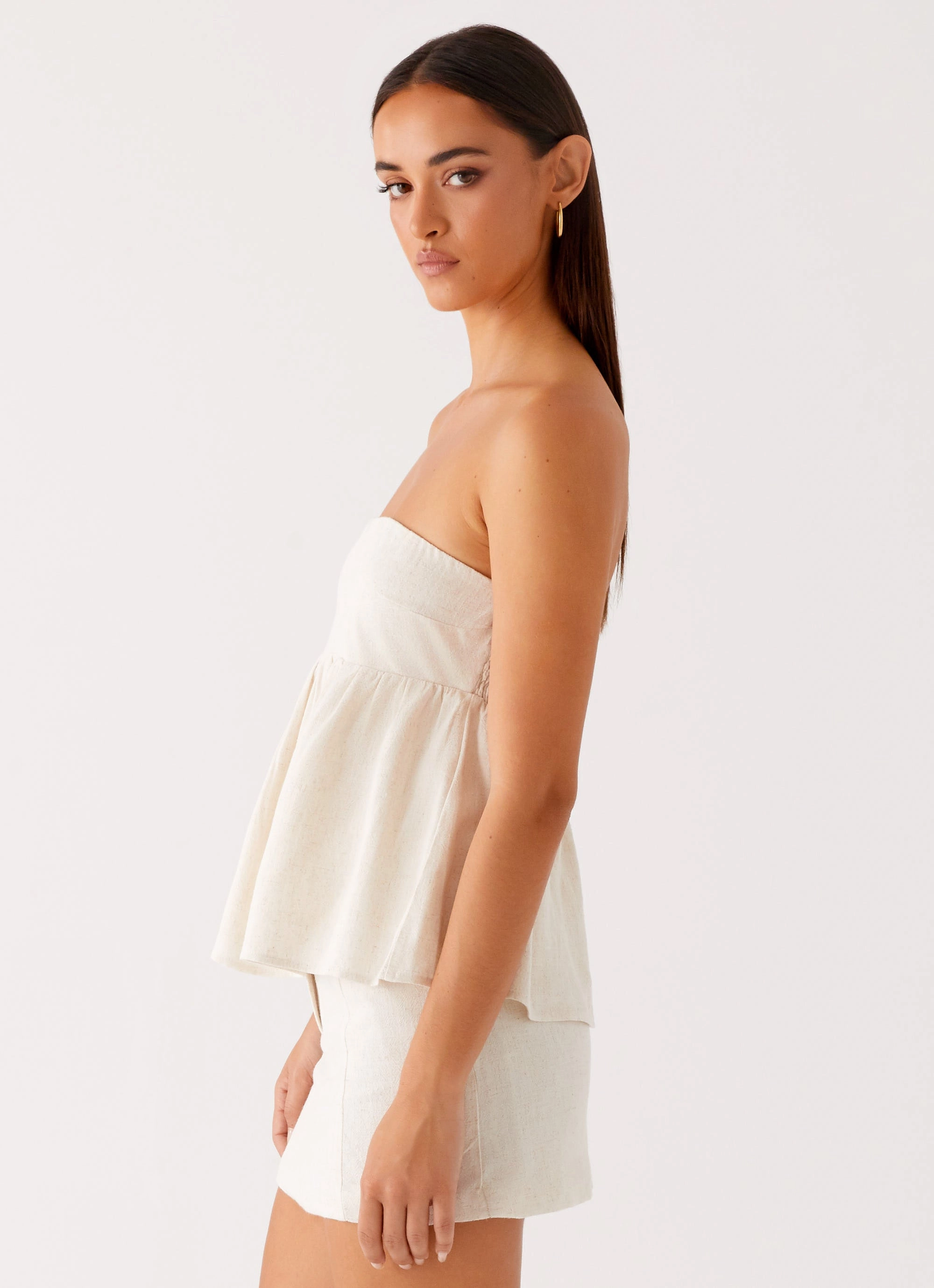 Cassie Tube Top - Oat Flexible Material LightweightFabric