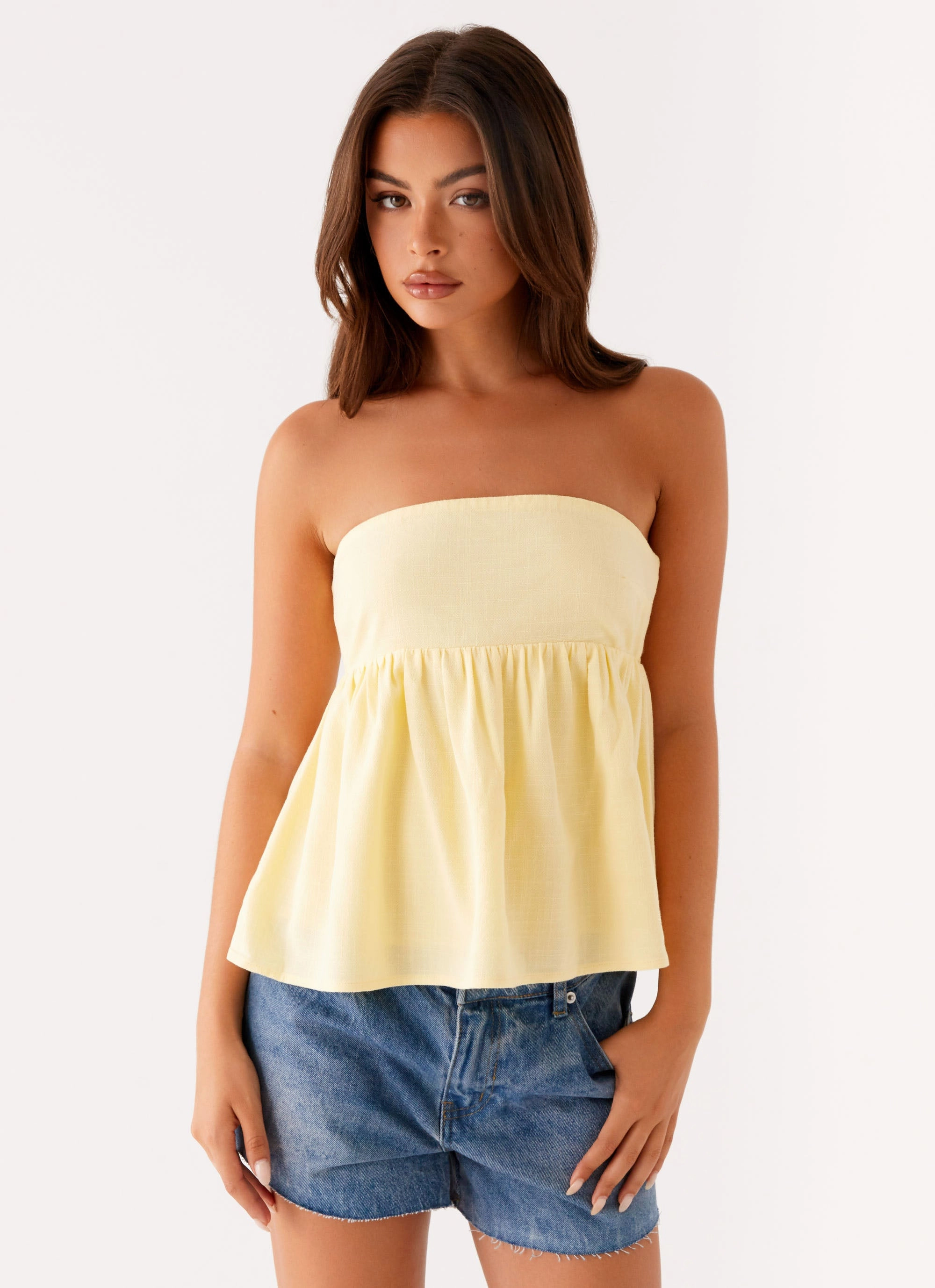 Cassie Tube Top - Yellow Recycled Polyester