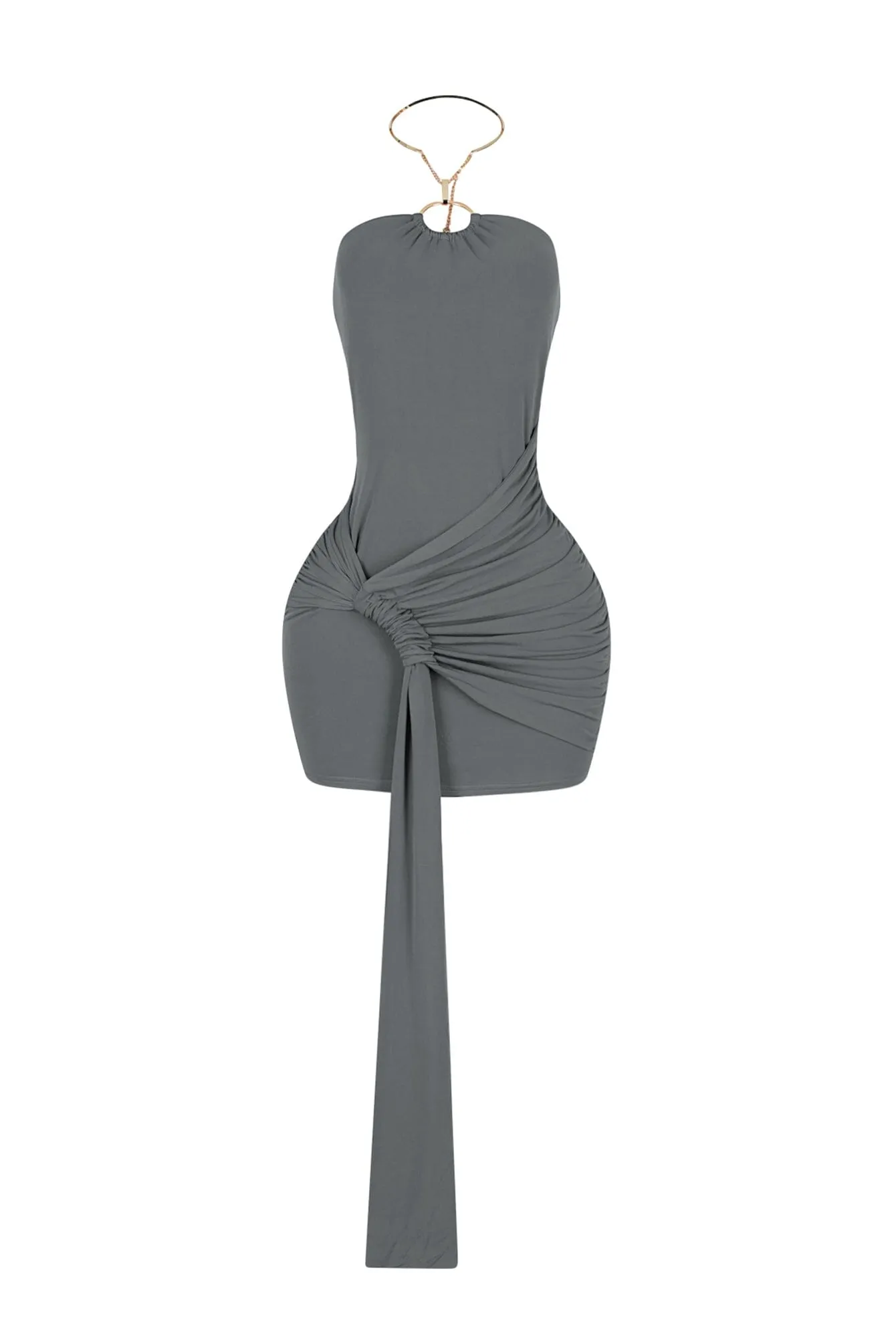 Gentle Shine Moment Soft Cassiopeia Metal Choker Wrap Dress