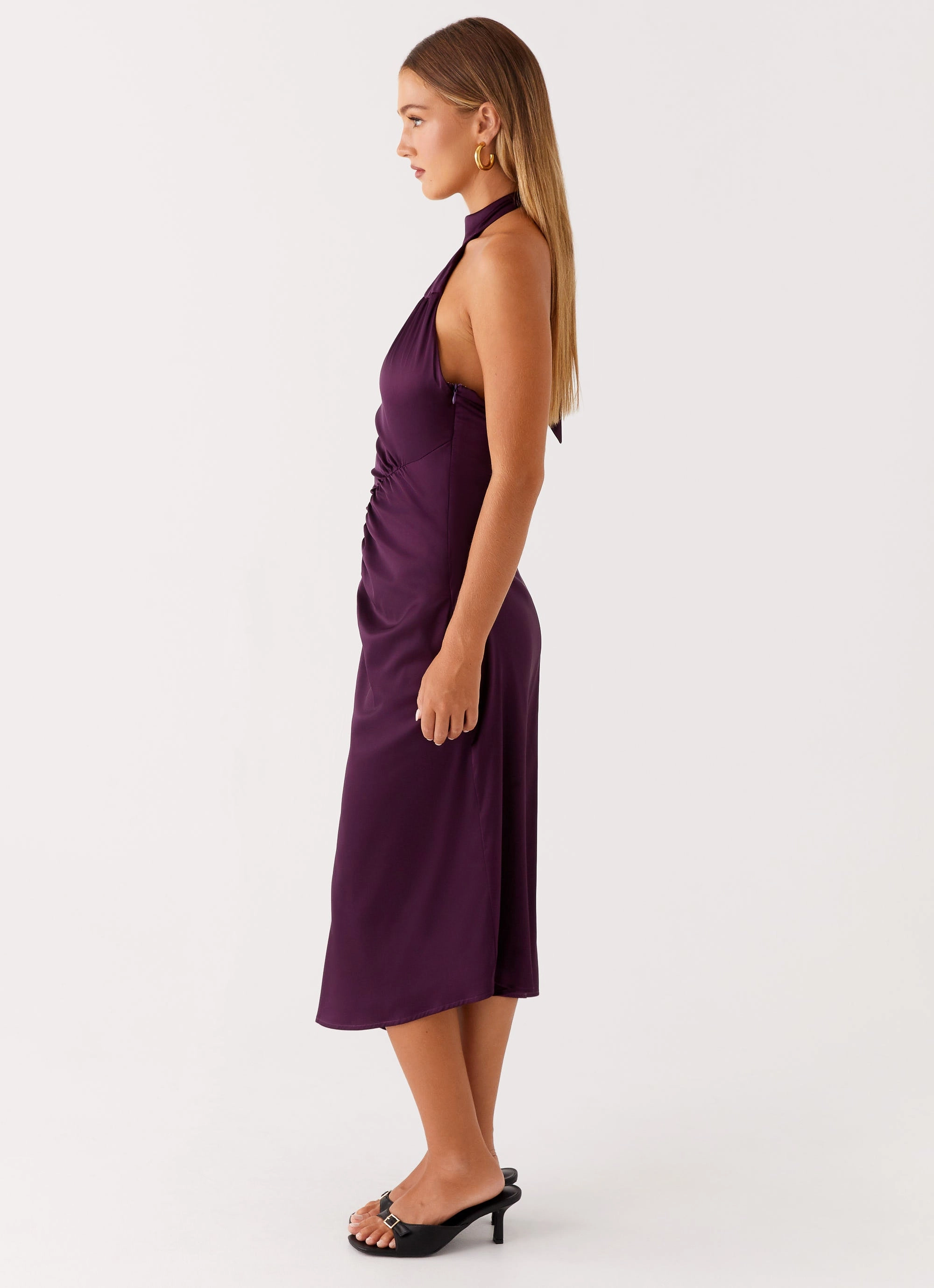 Casta Halterneck Midi Dress - Plum Casual Tones