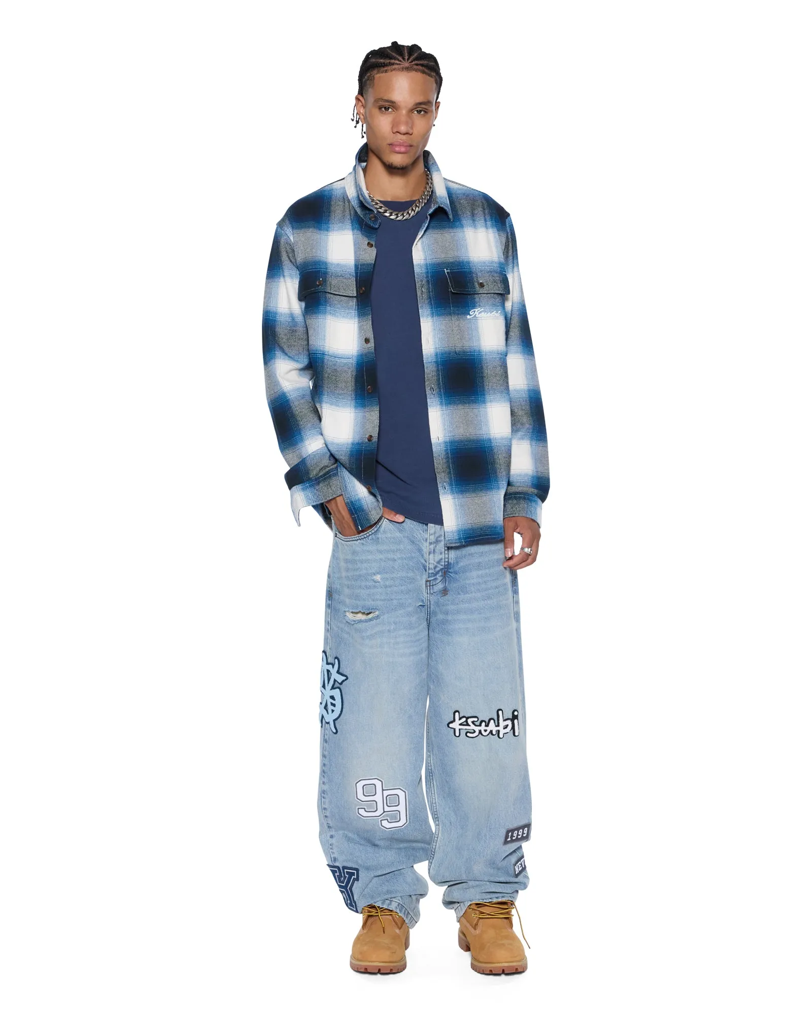 Sneakers Anti Snag Fabric ROSEBOWL LS SHIRT SALTED BLUE