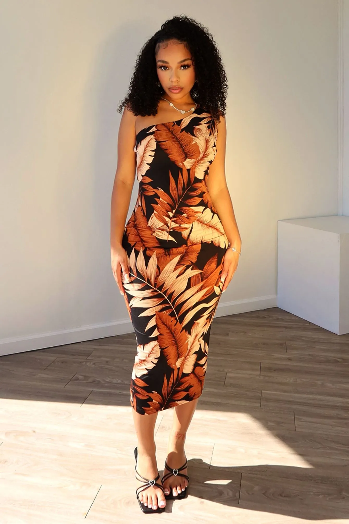 Bow-Detail Budapest Print Midi Dress