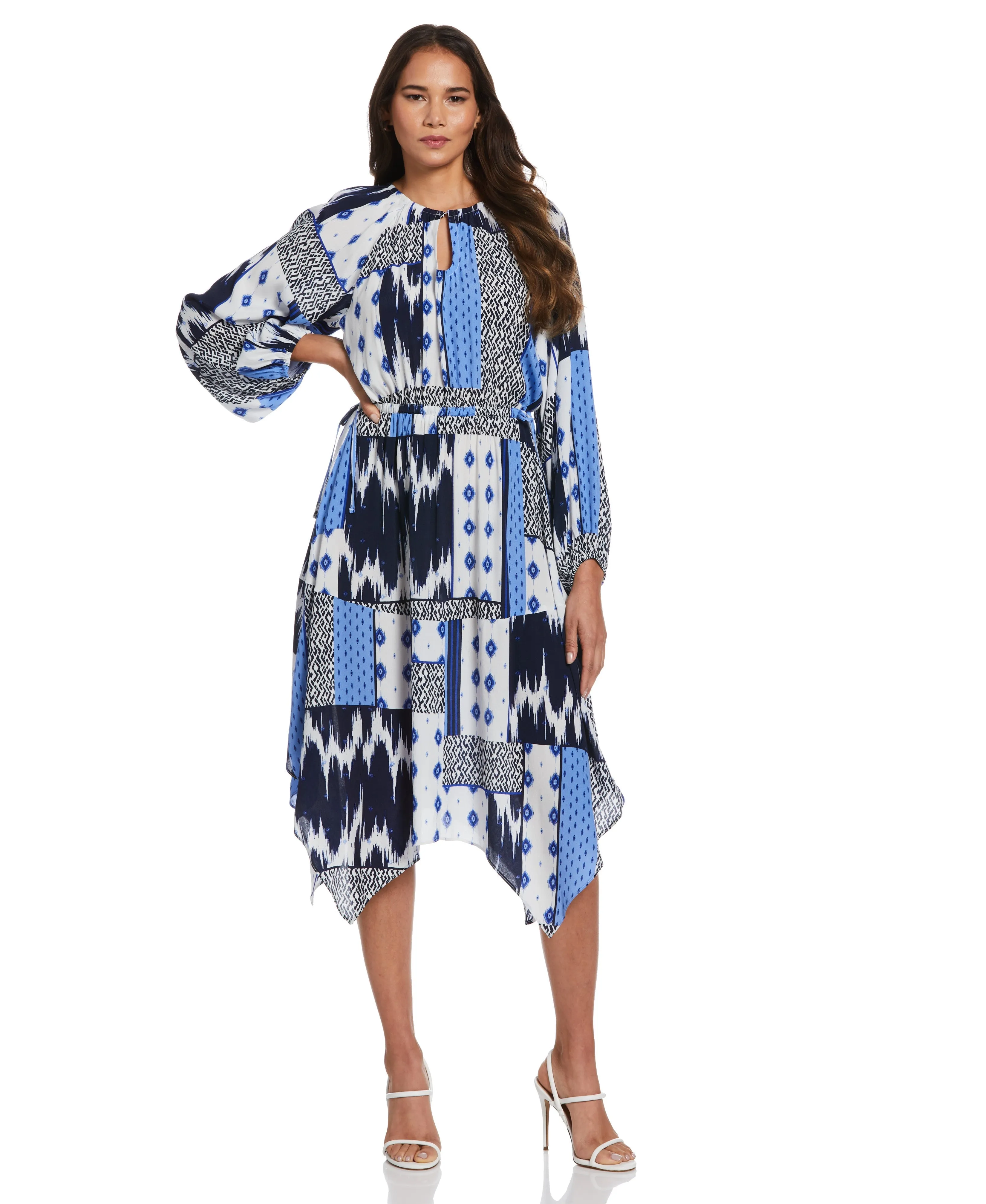 Batik Print Raglan Sleeve Handkerchief Dress Compressible