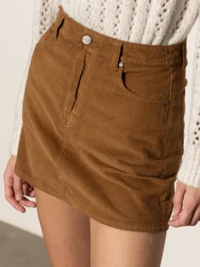 Briar Corduroy Mini Skirt Bronze Glossy Texture Casual Wear