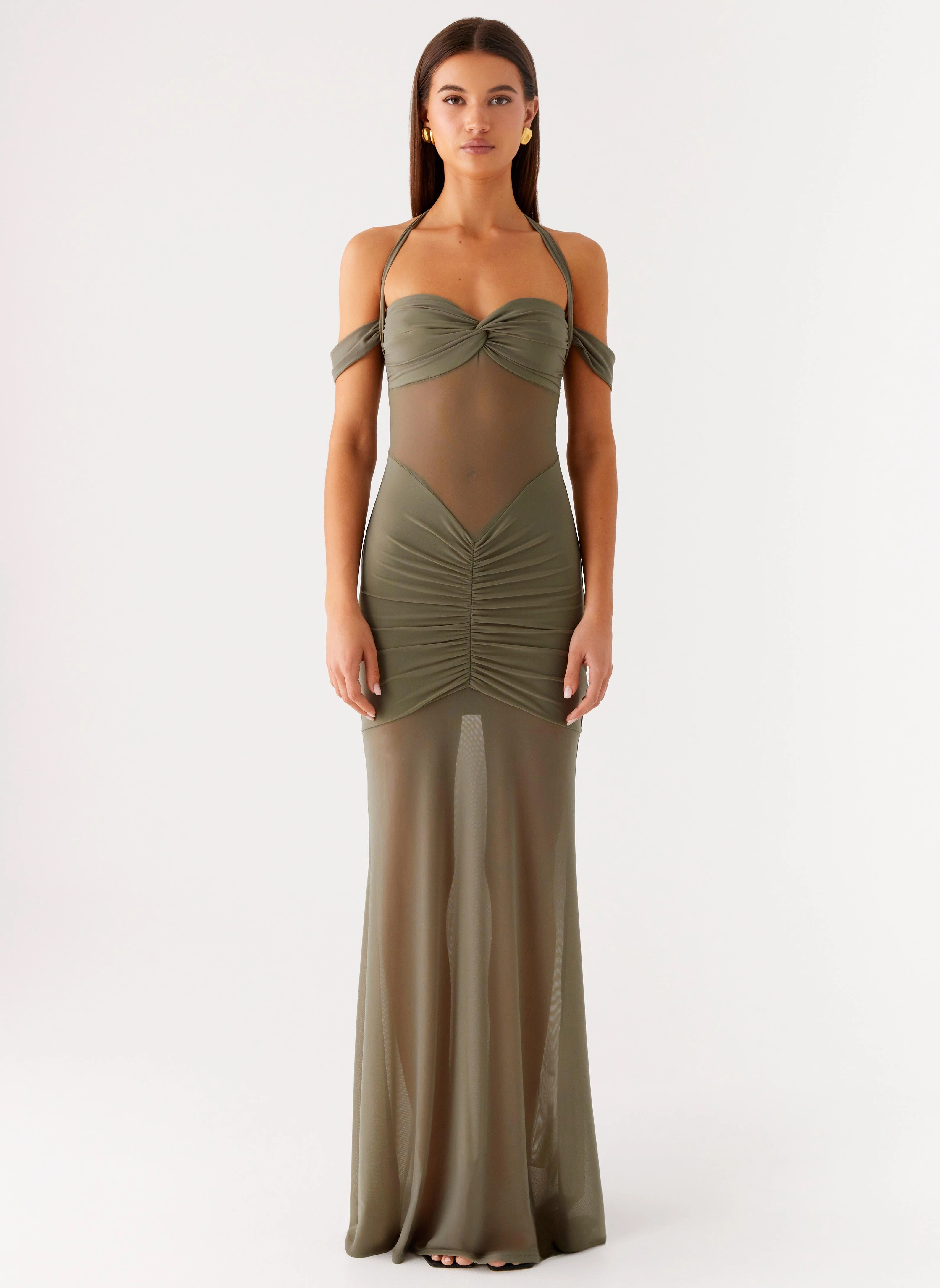 Young Edge Collared Ivy Lane Maxi Dress - Olive