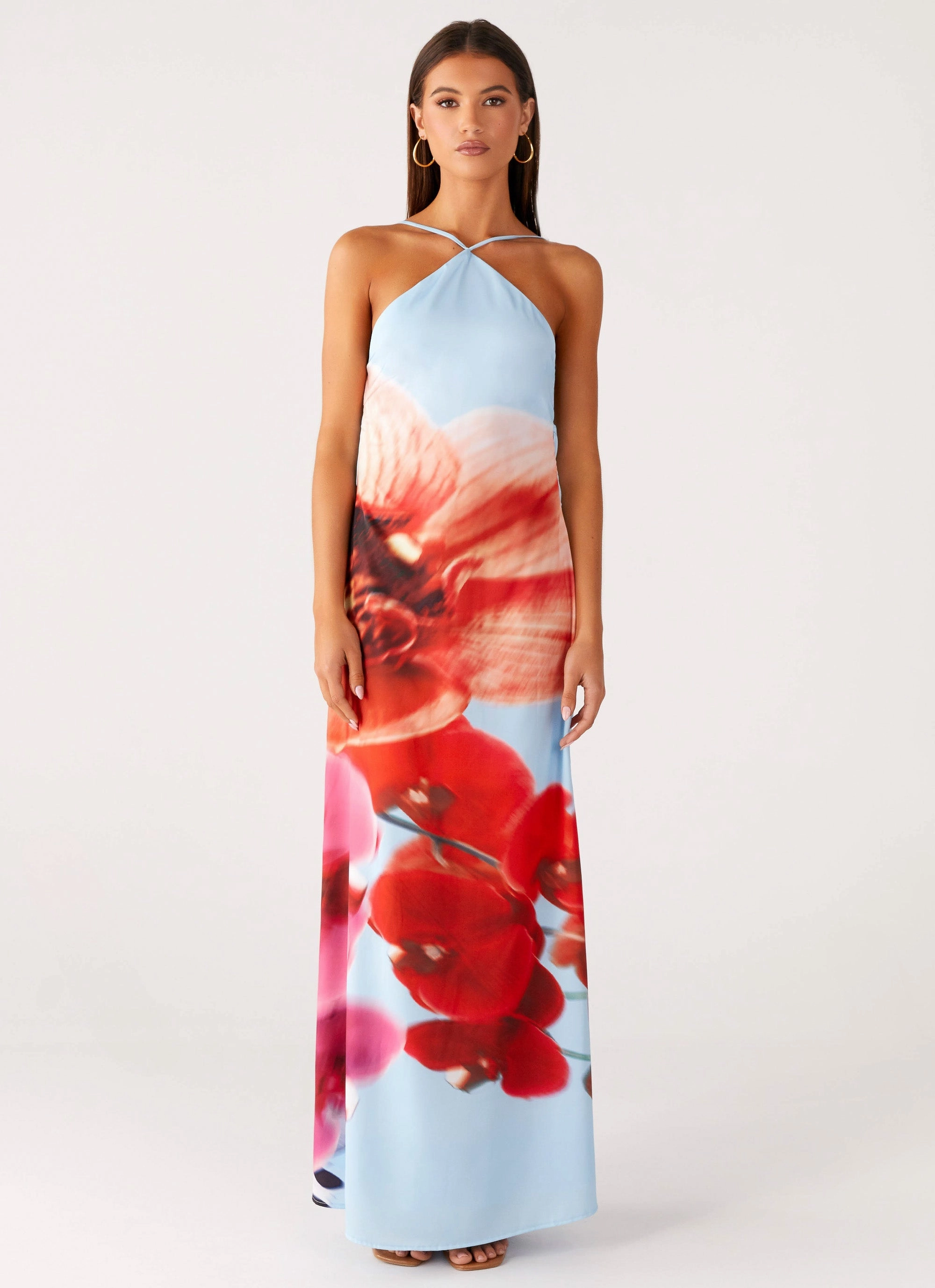 Evening Wear Chloe Maxi Dress - Turquoise Bloom