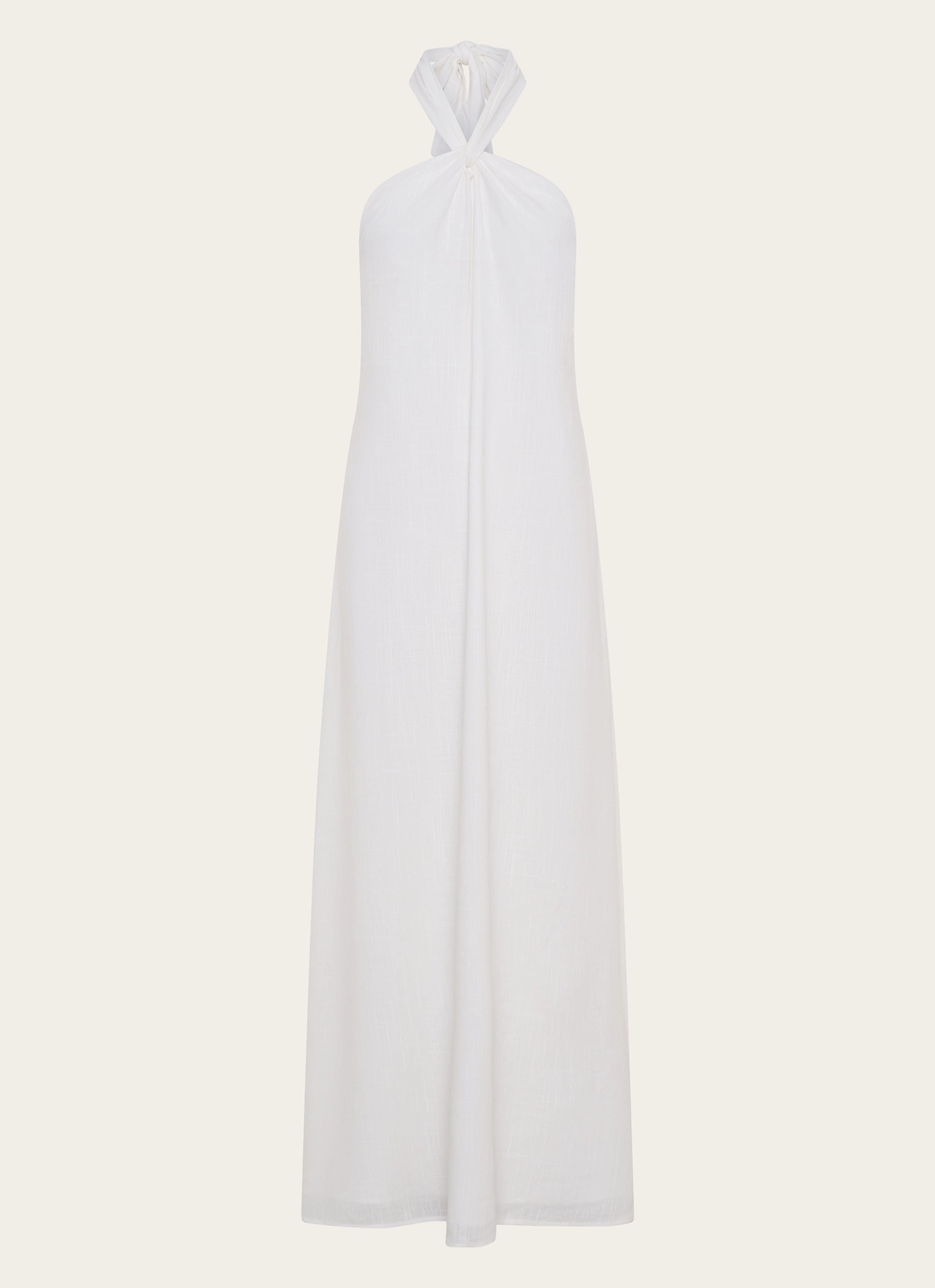 Vibrant Hue Golden Child Linen Maxi Dress - White