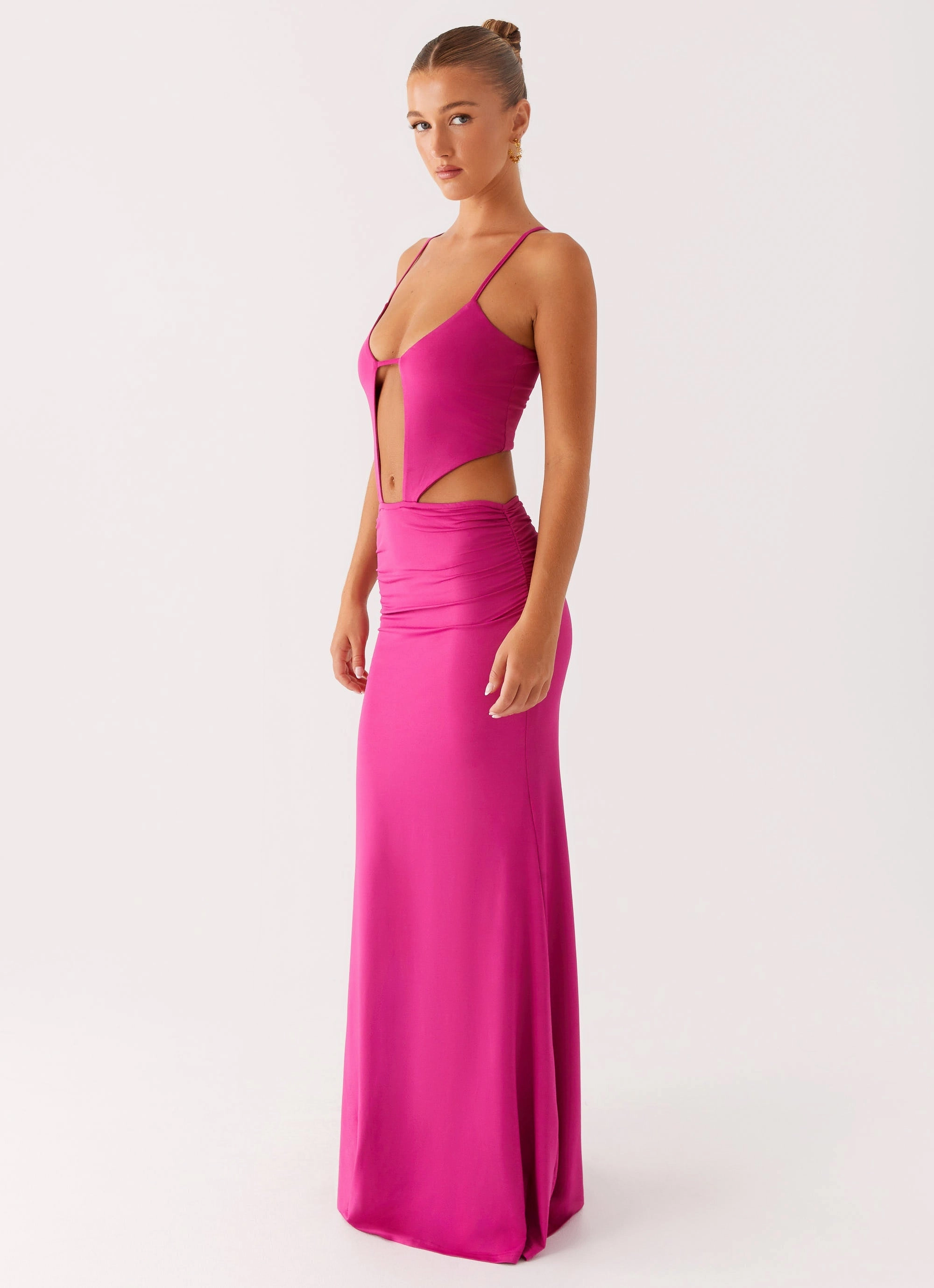 Headliner Maxi Dress - Fuchsia Fall Layer Lunch Date
