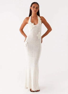 Novalee Flower Crochet Maxi Dress - Ivory Classic-style