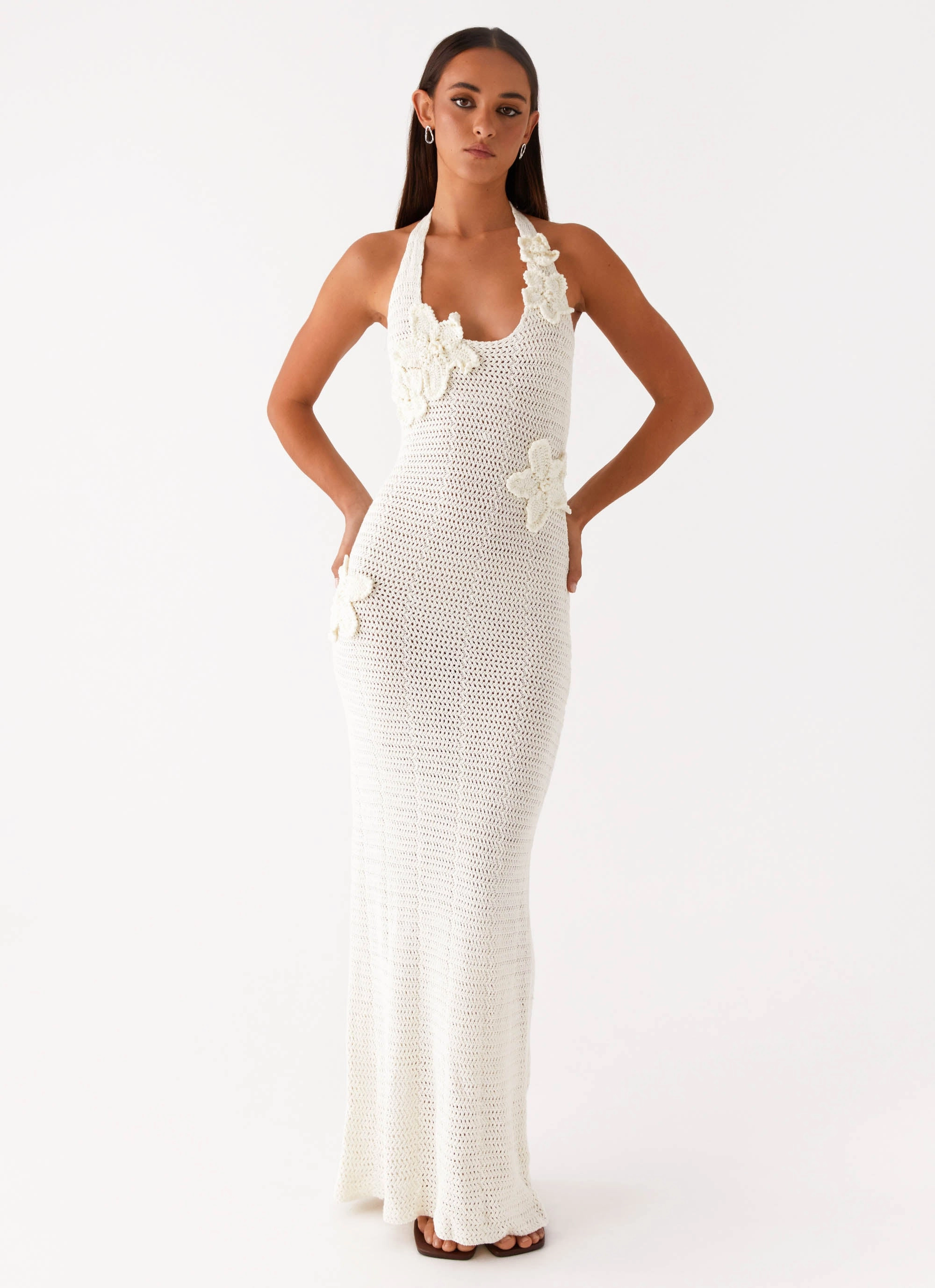 Novalee Flower Crochet Maxi Dress - Ivory Classic-style
