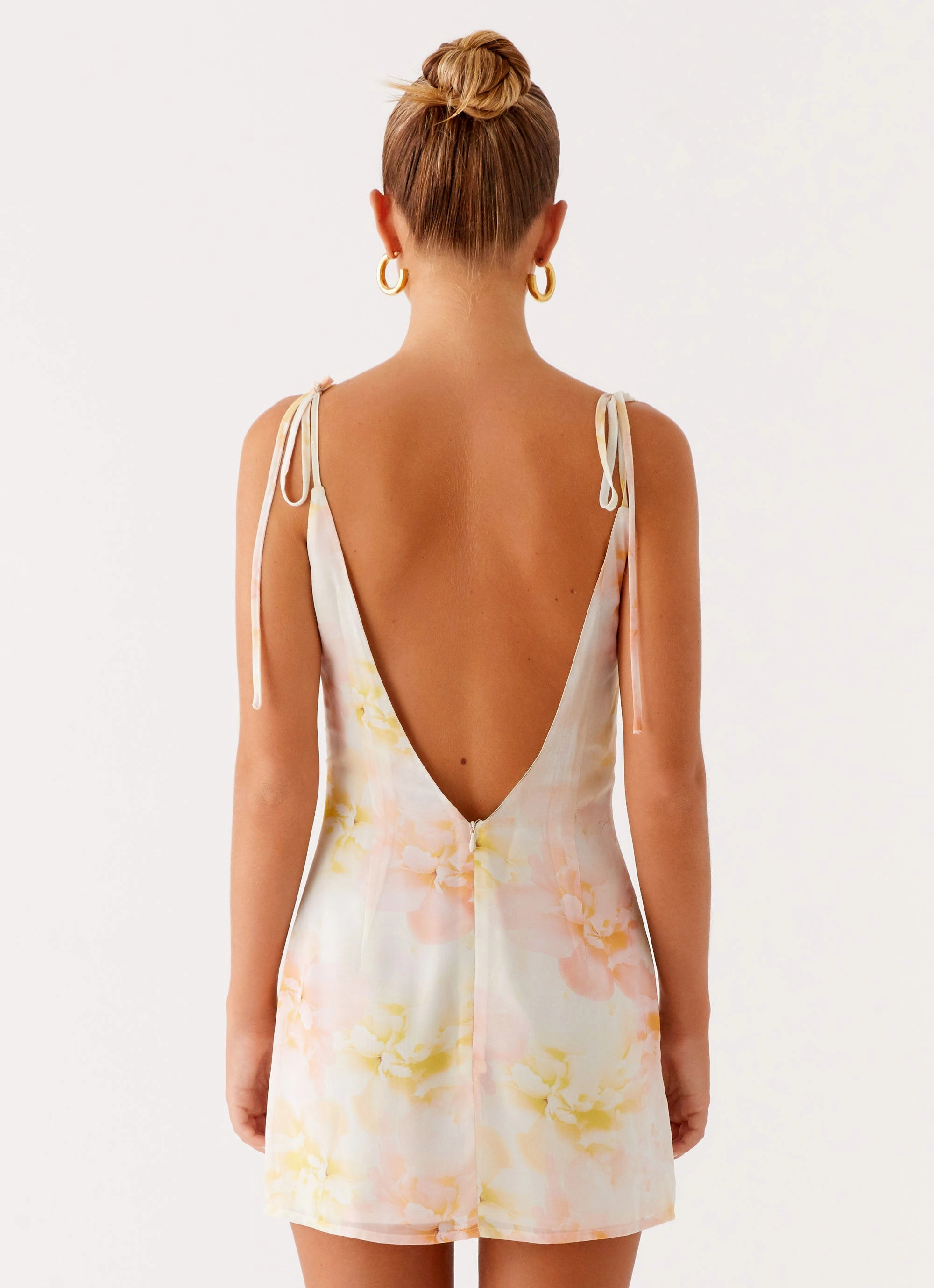 Alden Mini Dress - Floral Print Boat-Neck