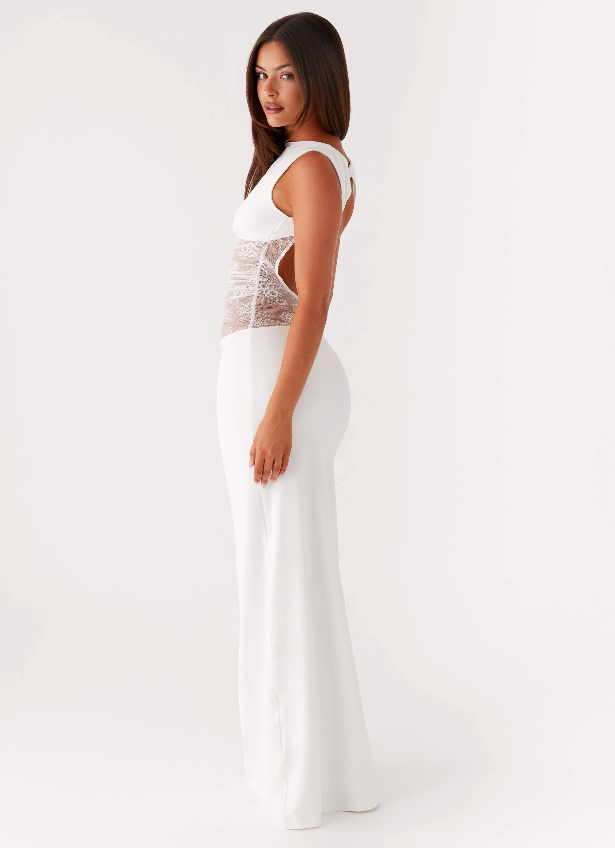 Medina Lace Maxi Dress - White Balanced Shape