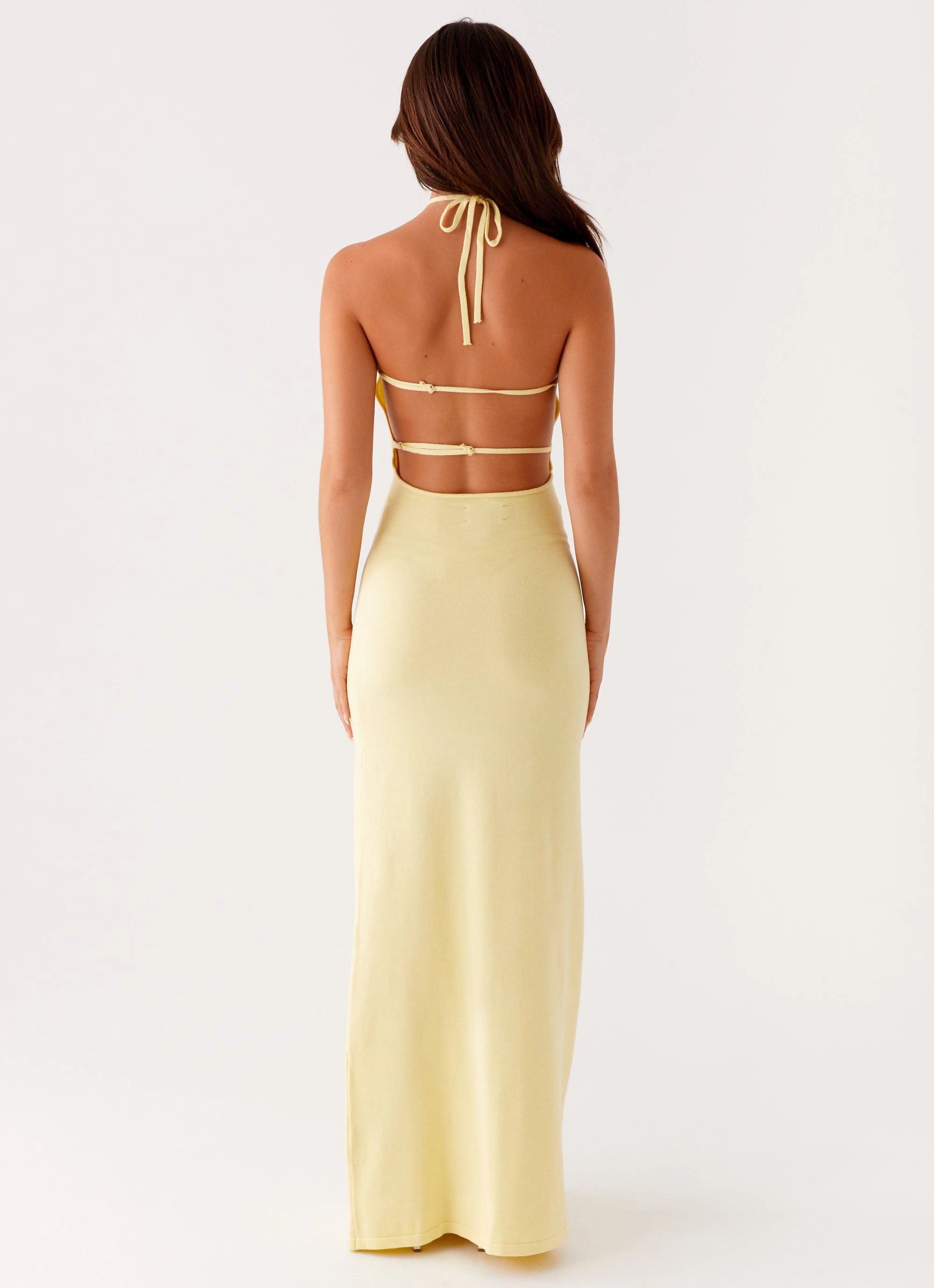 Elisha Knit Maxi Dress - Yellow photo look Petite friendly