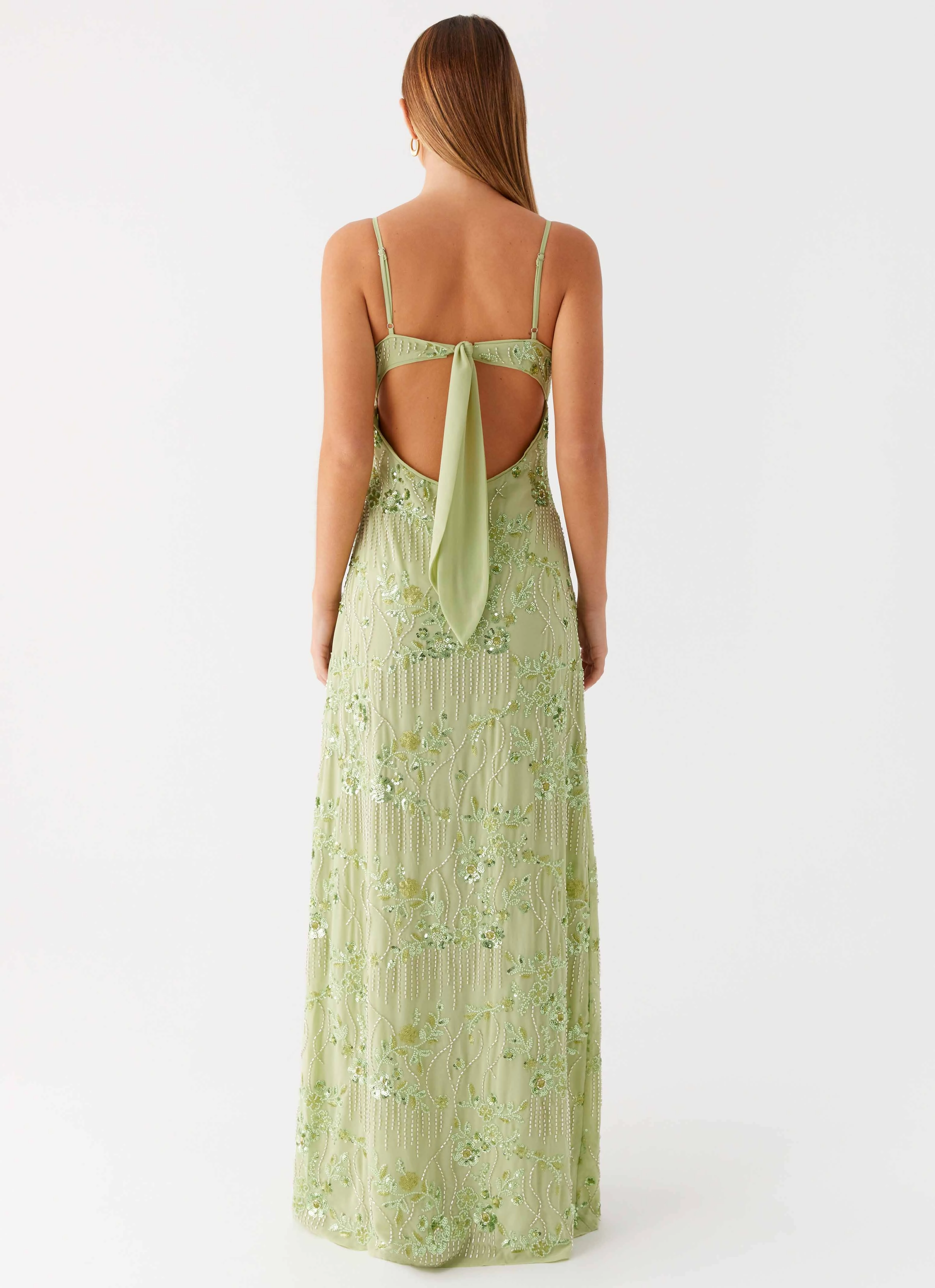 Celandine Beaded Maxi Dress - Lime Clean Chic