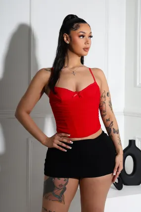 Celeste Lace Mesh Corset Tank Top RelaxedNeckline