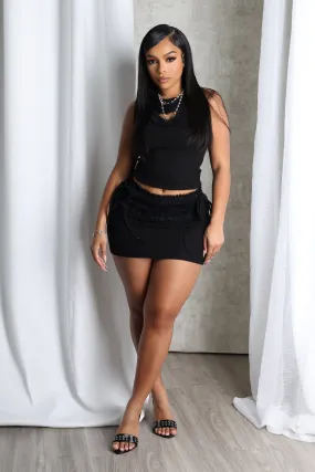 Sporty Look Gam Lace Trim Mini Skirt