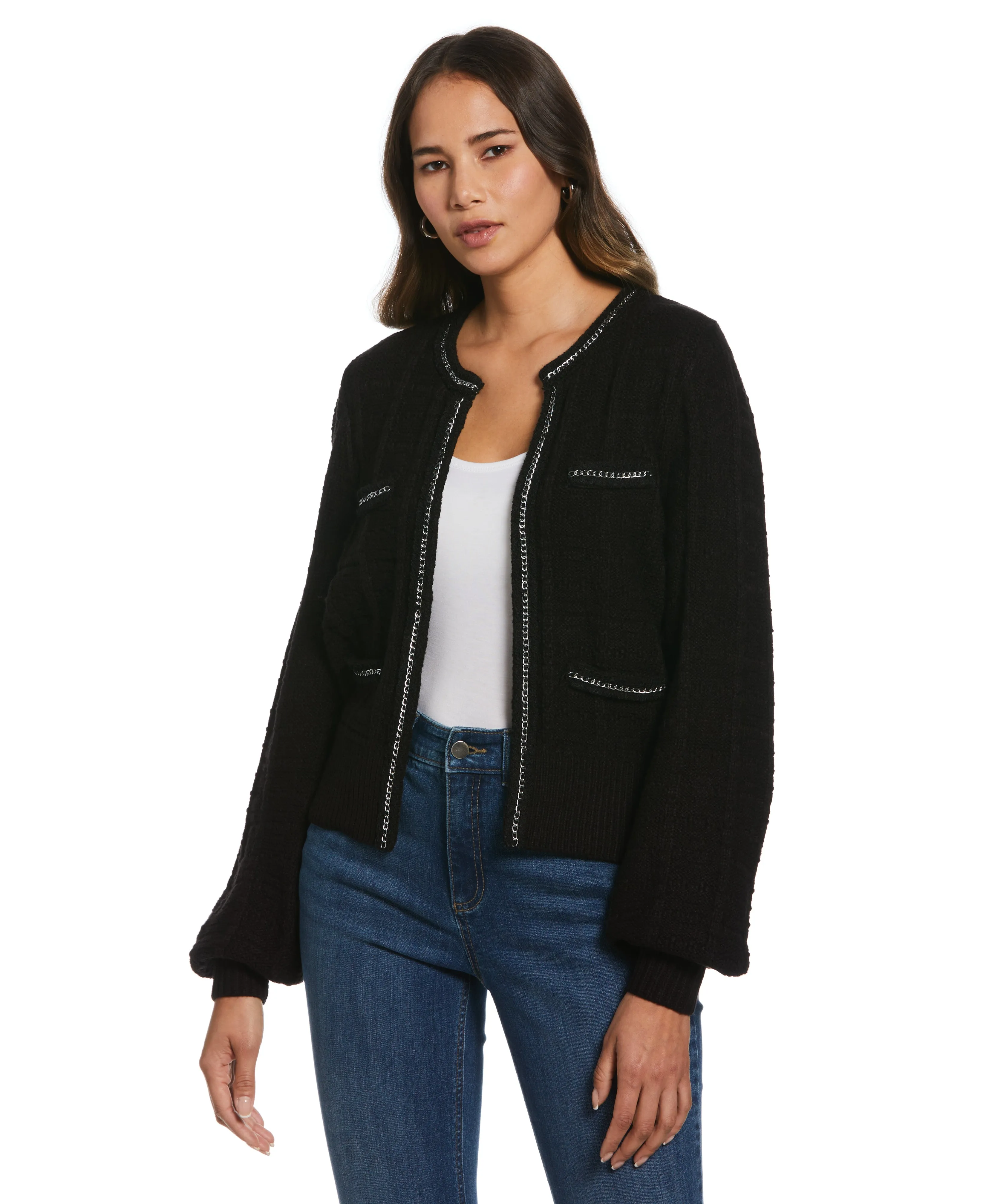 BondedEdges Biodegradable Fiber Composition Chain Trimmed Sweater