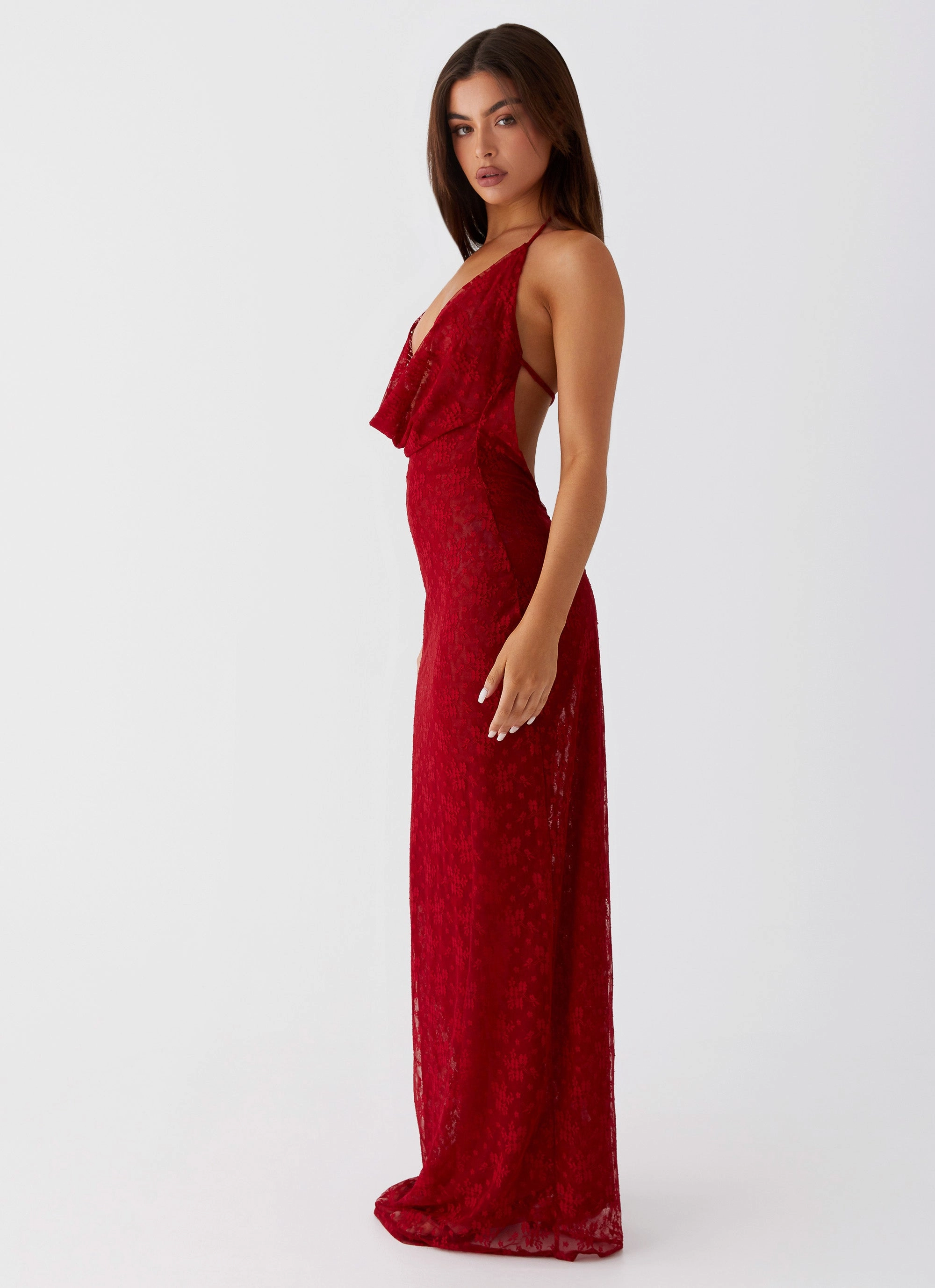 Relax Piece Champagne Coastline Maxi Dress - Dark Red