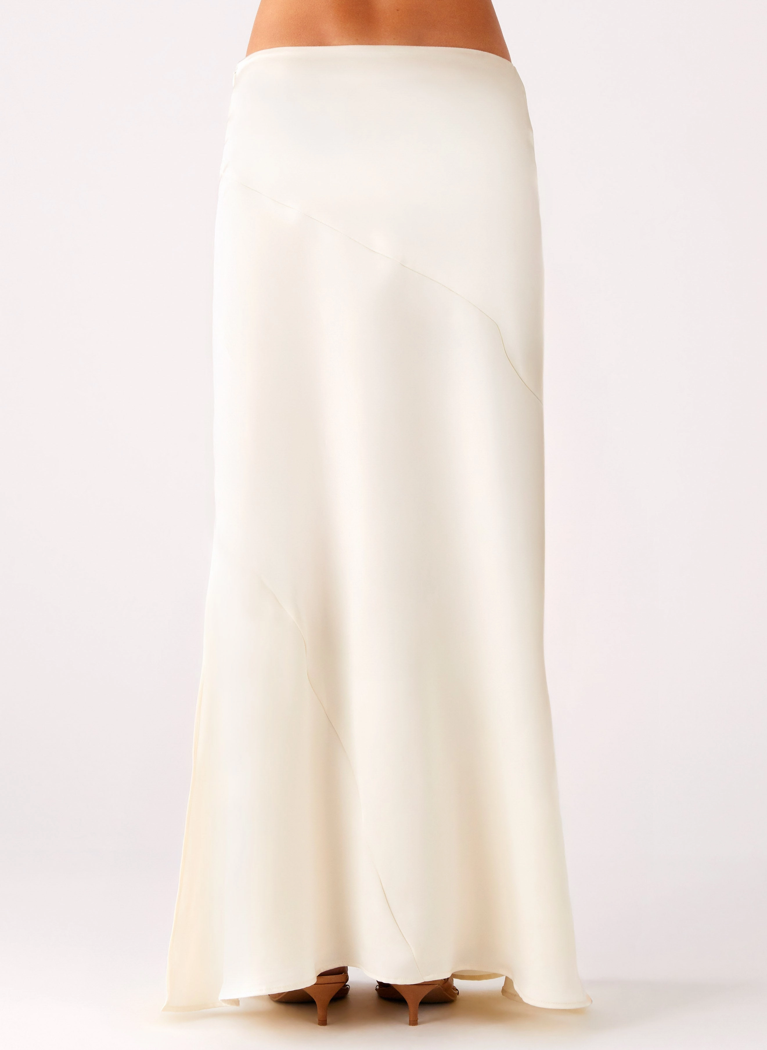 Statement Color Ventilated Slits Chandra Maxi Skirt - Ivory