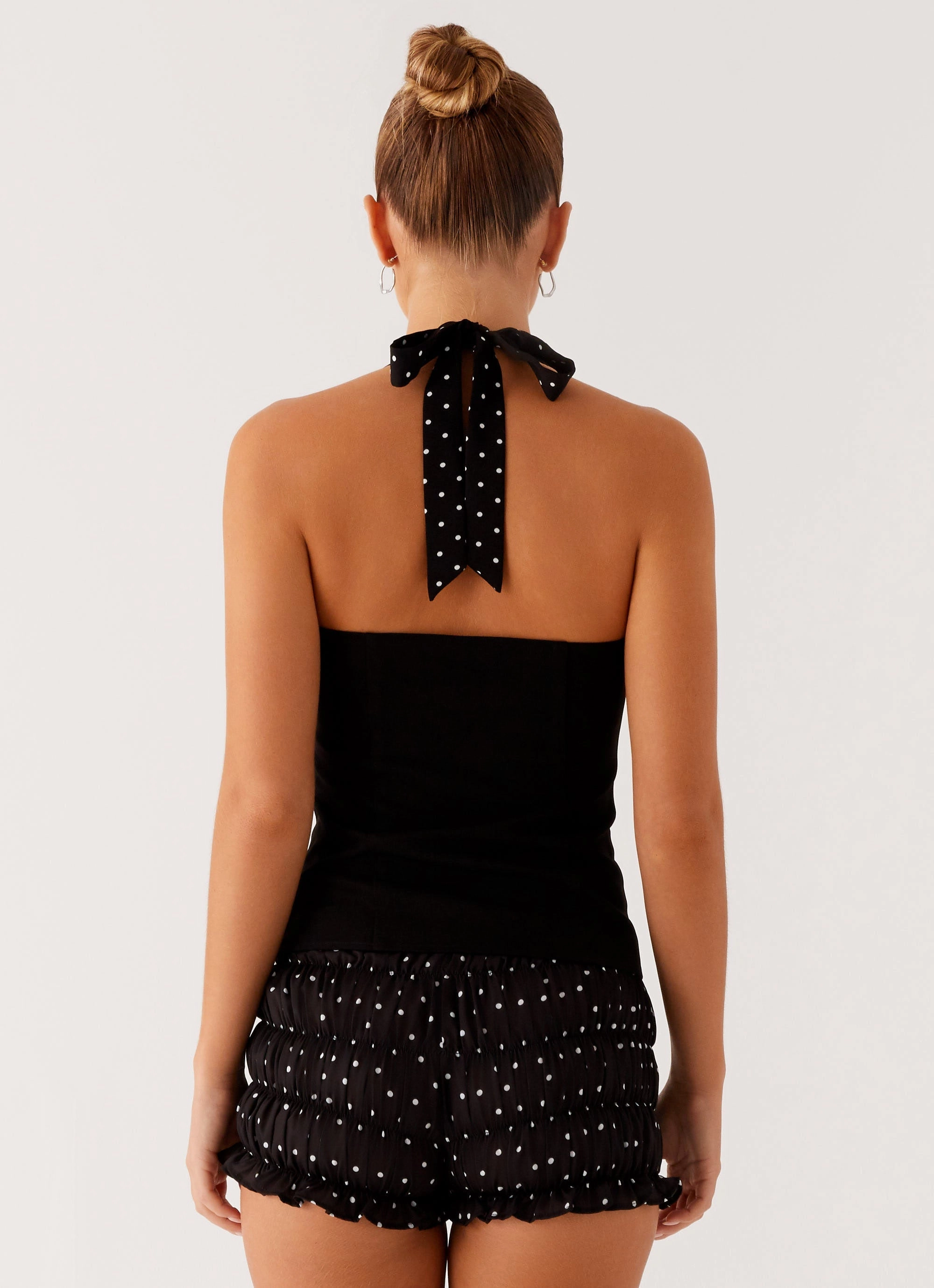 Channel Bustier Top - Black Polka Dot EasyClean