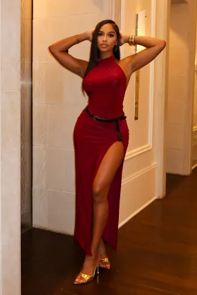 Nuit Allure Halter Maxi Dress Invisible-Zip Inner Feel