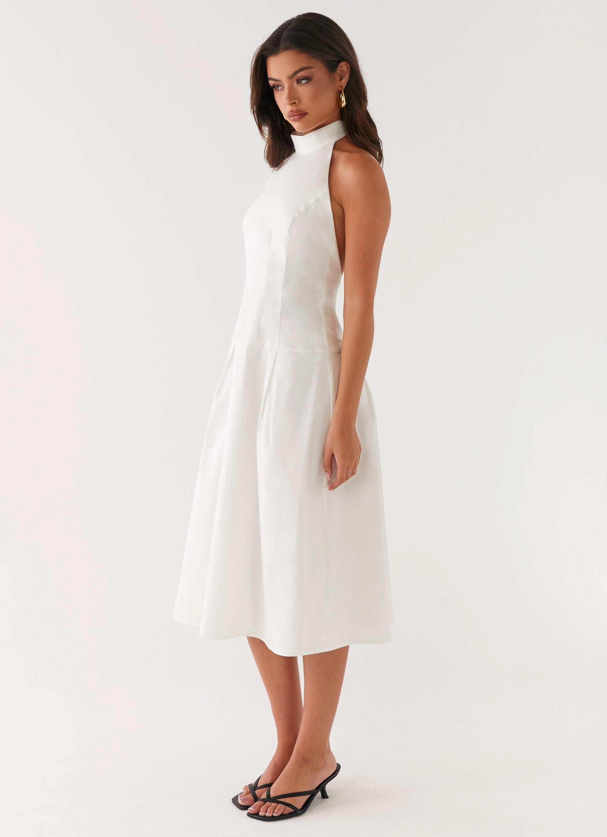 Calla Halter Midi Dress - White Dance-Party