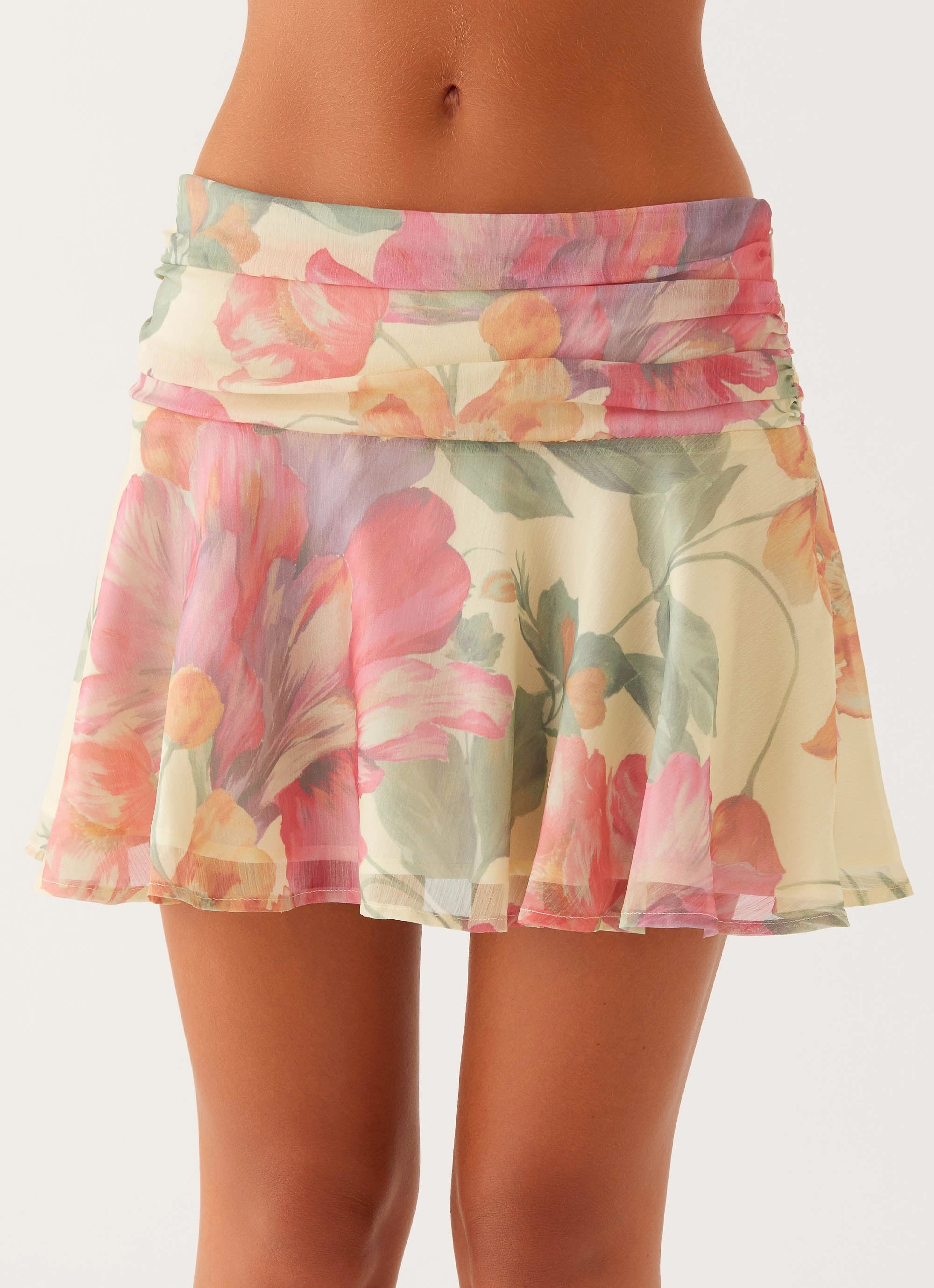 Chemistry Low Rise Mini Skirt - Yellow Peony Fair trade