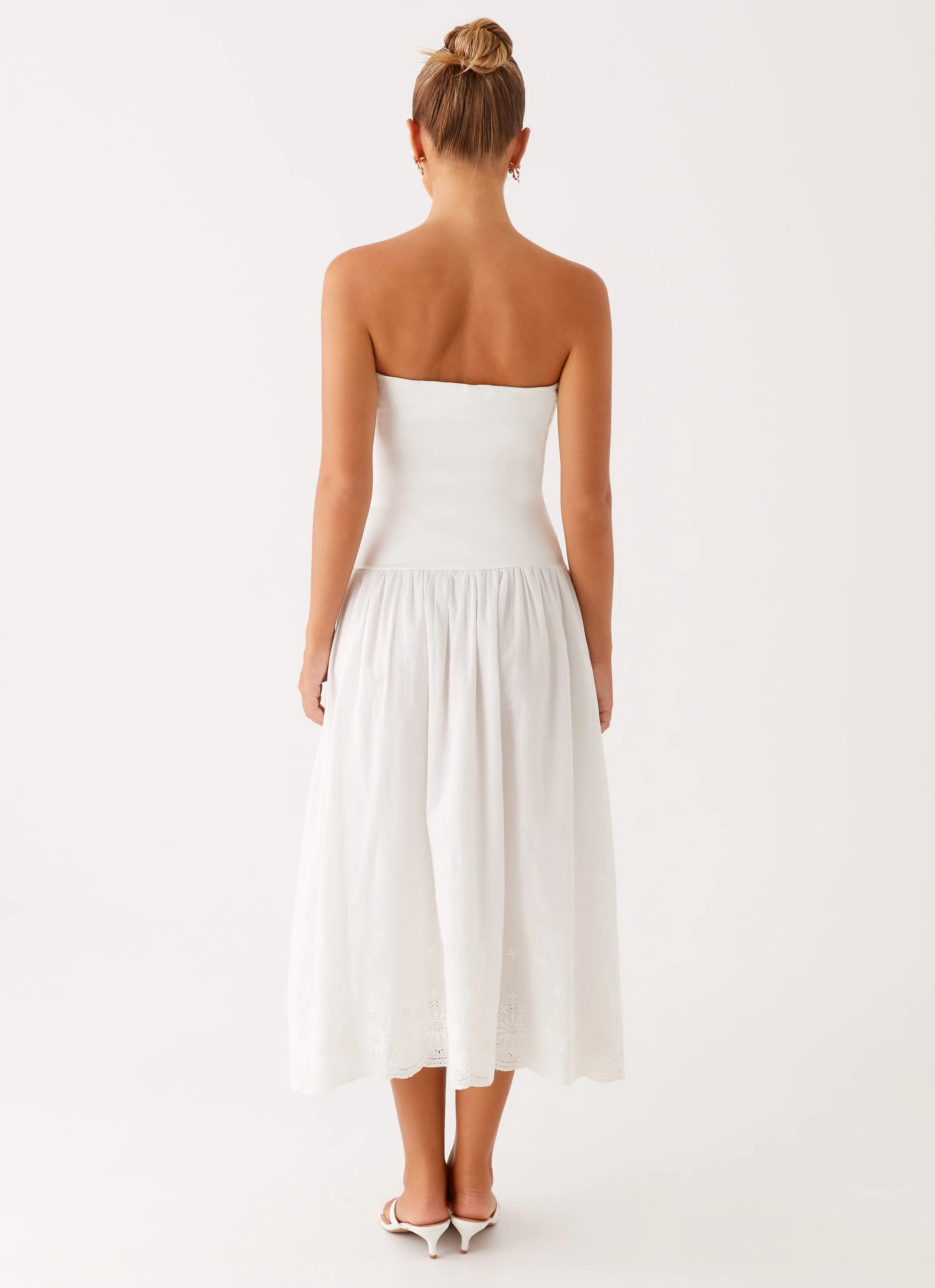 All-Day Wear Cherry Skies Midi Dress - White